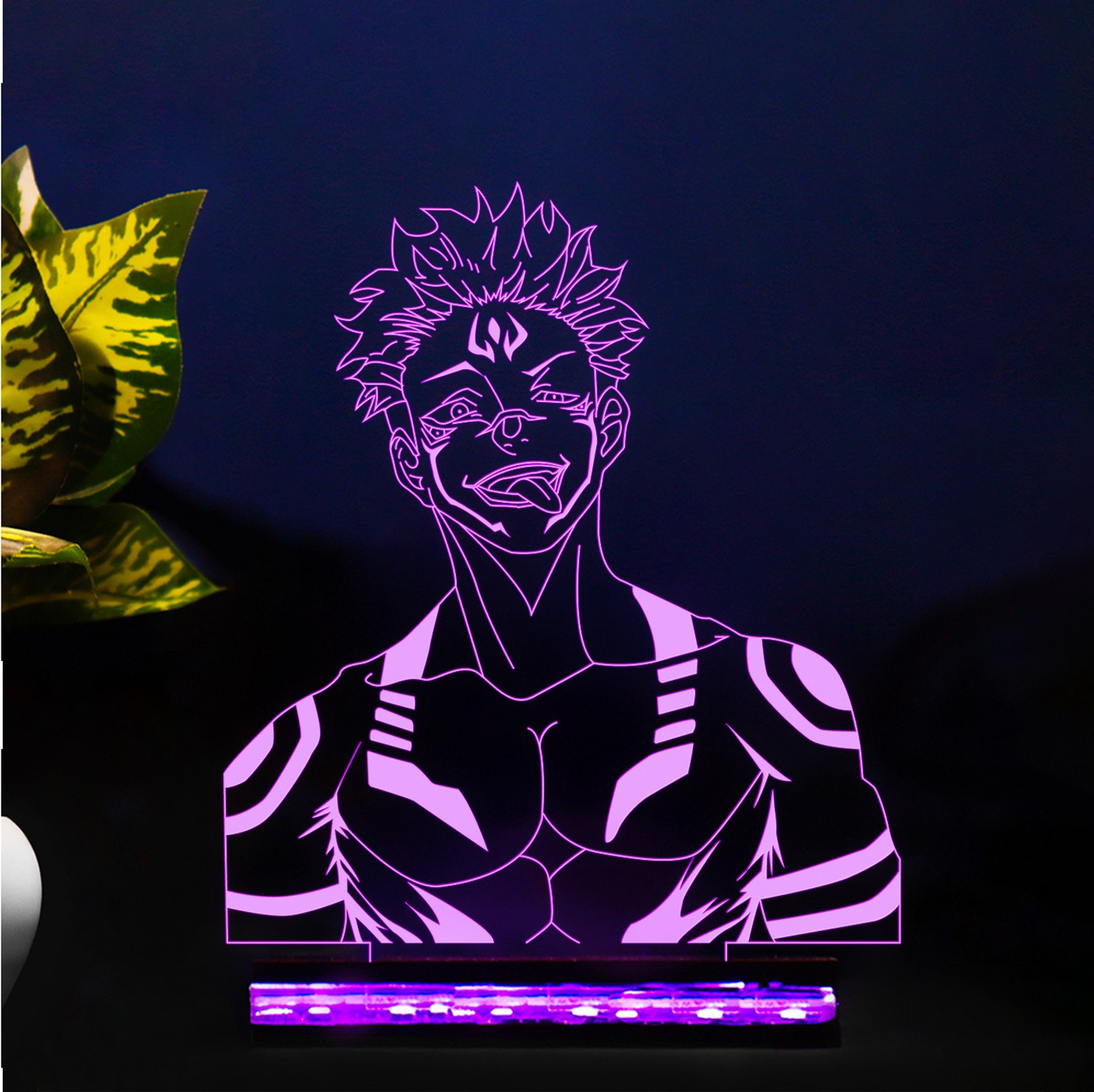 Image of StarLaser Anime Jujutsu kaisen563 Led Night lamp for Bedroom Decor Night lamp 16 Color Changing Light with Remote Control (Wooden Base) Night Lamp