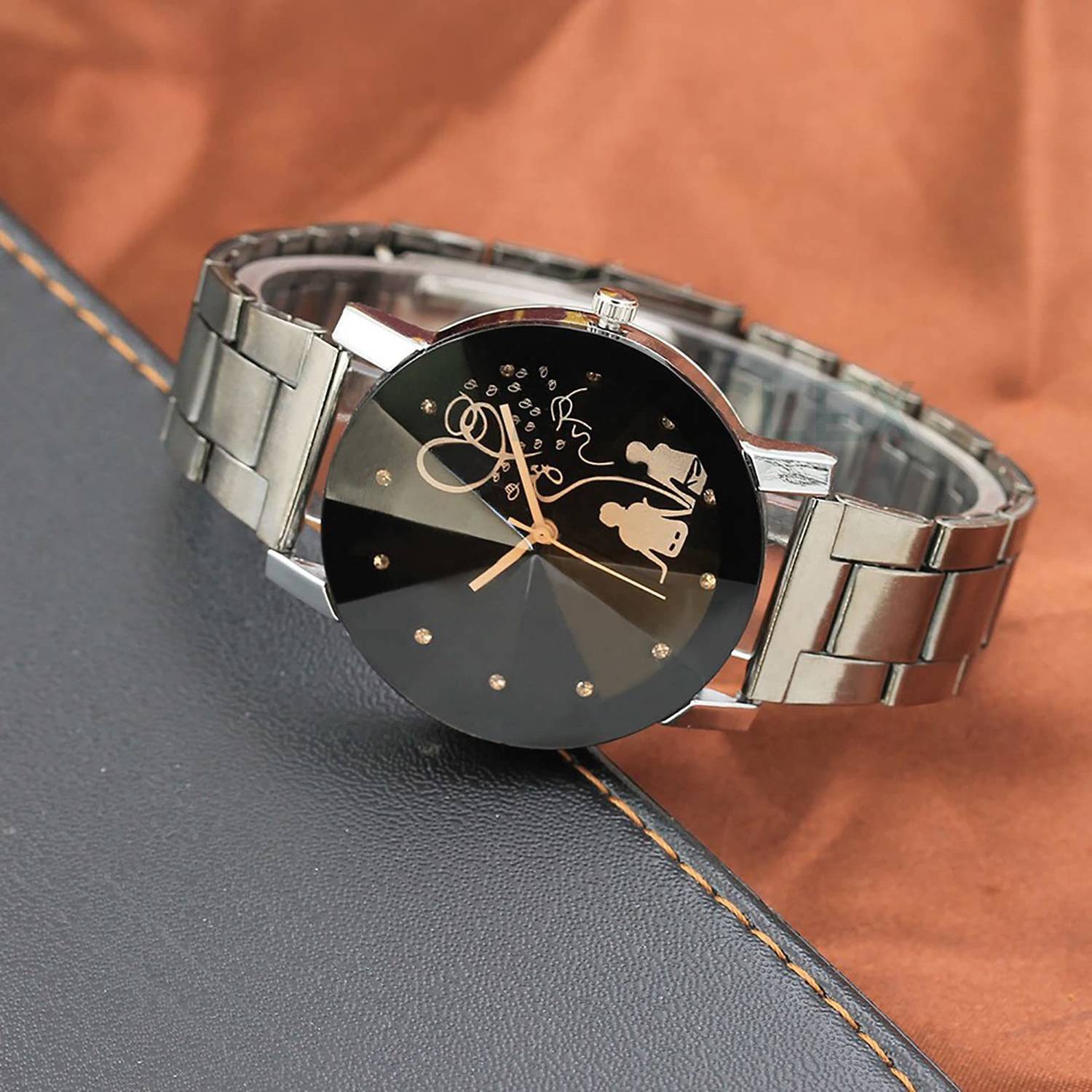 Miss Perfect Magnet Queen Dial Watch and Black Heart Bracelet Women Analog Watch Analog Watch  - For Women