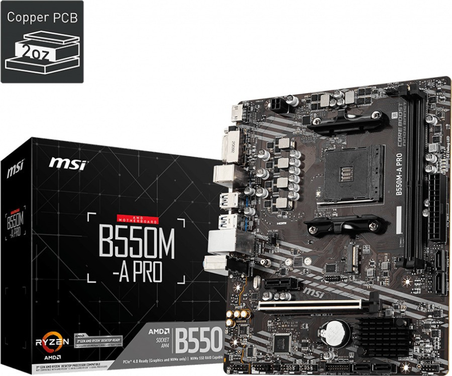 Image of MSI B550M-A PRO AM4Socket Mini-ATX AMD B550 Chipset DDR4 Motherboard for Desktop