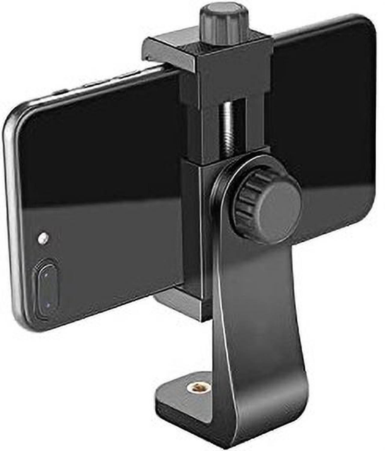 BUFONA Heavy duty Universal 1/4 Screw Hole Mobile Phone Clip Bracket Holder Mount Tripod Monopod Stand 360 Degree Rotatable Mobile Phone Clamp Holder for Tripod Monopod Selfie Stick Clip Holder Tripod Mount Attachment Mobile Clip Stand Tripod Mount Adapter| Tripod Mobile Holder| Tripod Phone Mount Camera Tripod Stand Adapter Smartphone Tripod, Tripod Bracket, Tripod Kit Clip for Any Size Smartphone Mobile Holder Tripod Bracket