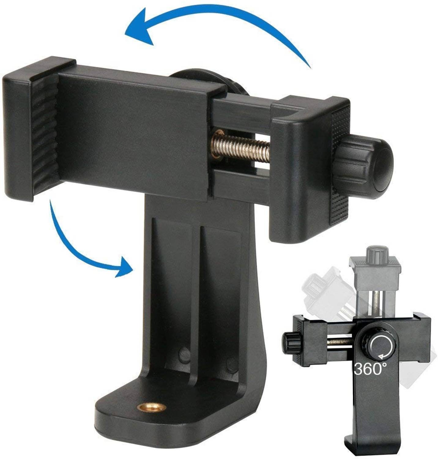 BUFONA High Quality Mobile Phone Clip Bracket Holder Mount Tripod Monopod Stand 360 Degree Rotatable Mobile Phone Clamp Holder for Tripod Monopod Selfie Stick Clip Holder Tripod Mount Attachment Heavy duty Mobile Clip Stand Tripod Mount Adapter| Tripod Mobile Holder|Tripod Phone Mount Camera Tripod Stand Adapter Universal 1/4 Screw Hole Smartphone Tripod, Tripod Bracket, Tripod Kit Clip for Any Size Smartphone Mobile Holder Tripod Clamp