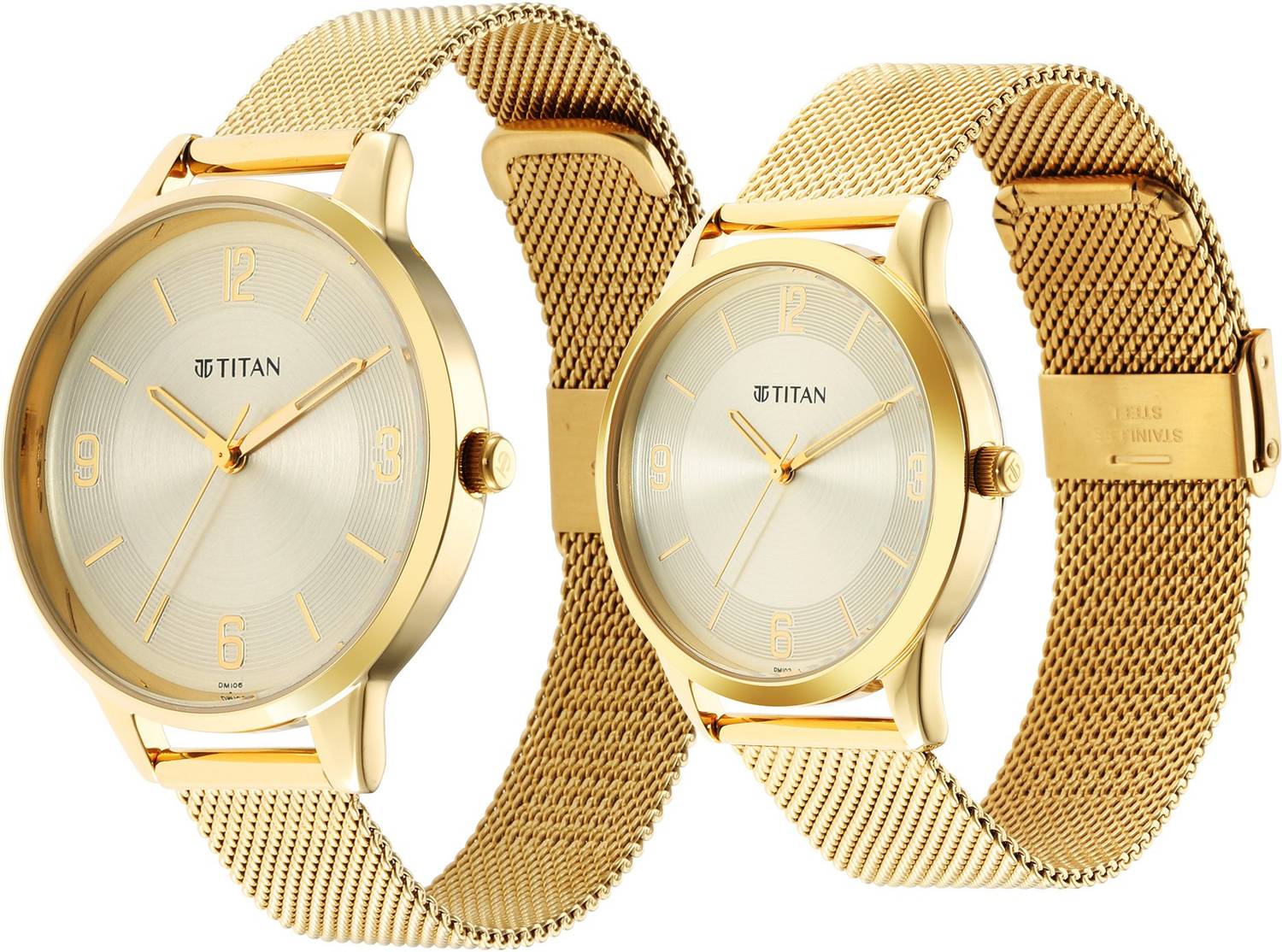 Titan 18062648YM01 Titan Bandhan Champagne Dial Gold Stainless