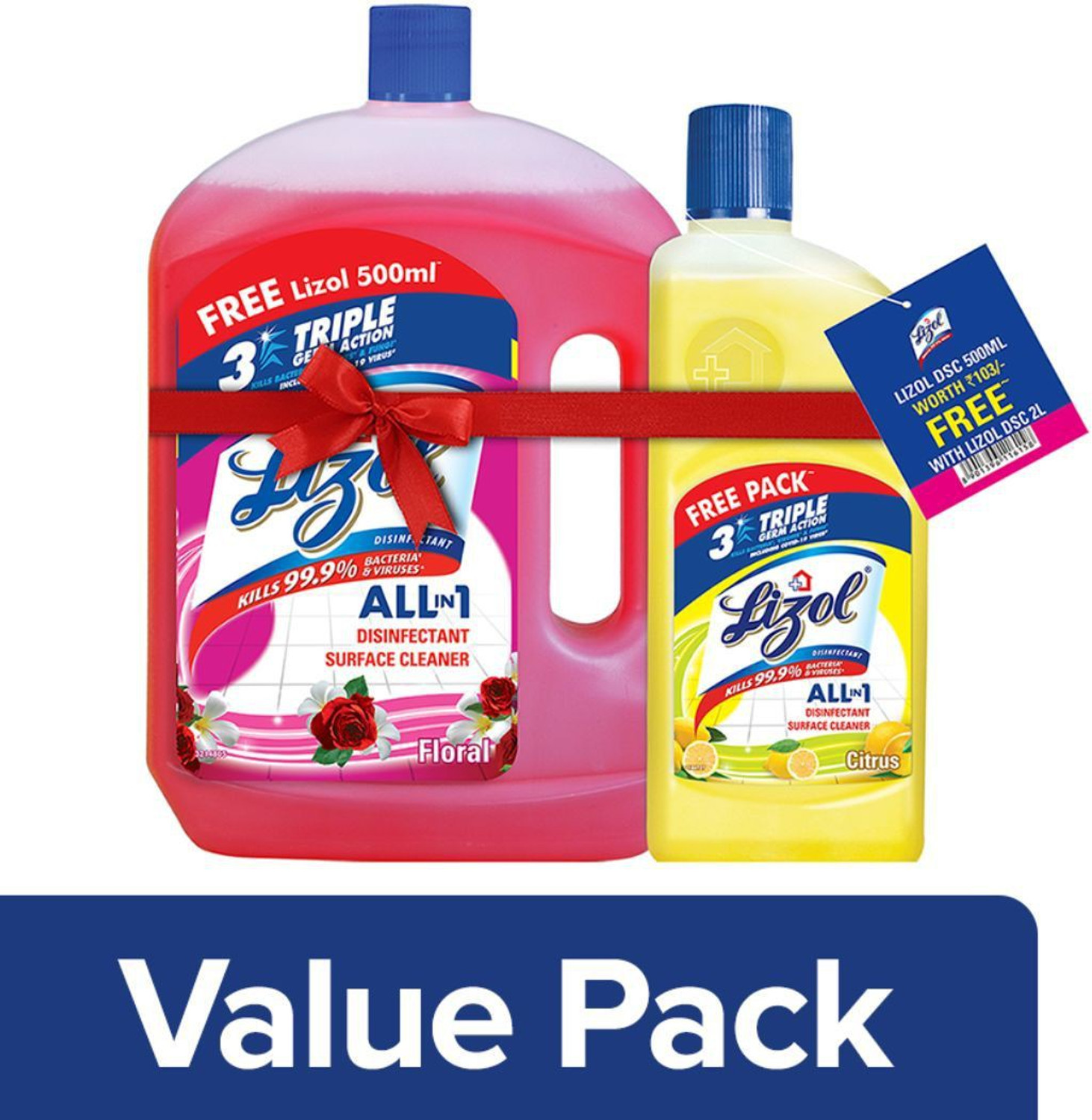 Image of Lizol Disinfectant Surface and Floor Cleaner Floral (2 x 1.25 L)