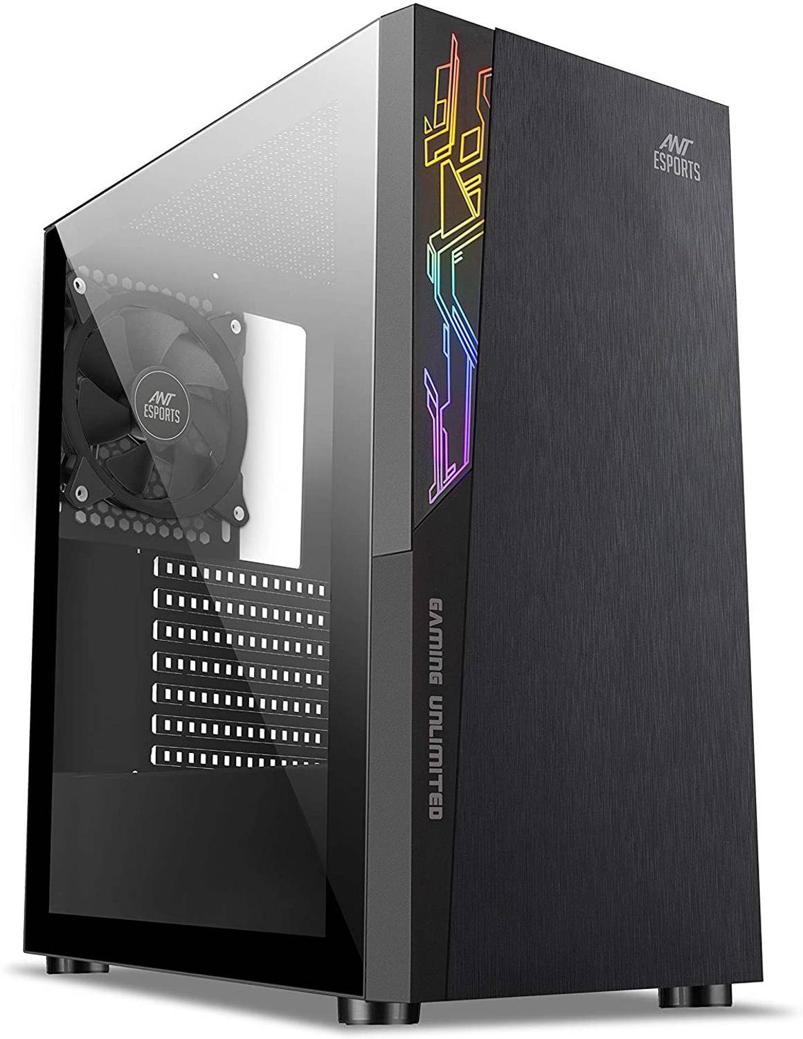 Ant Esports ICE-120AG Mid Tower Computer Case I Gaming Cabinet Supports ATX, Micro-ATX, Mini-ITX Motherboard with 1 x 120 mm Rear Fan Preinstalled - Black Mid Tower Cabinet with USB 2.0 and USB 3.0 Ports Compatible with Gaming Console