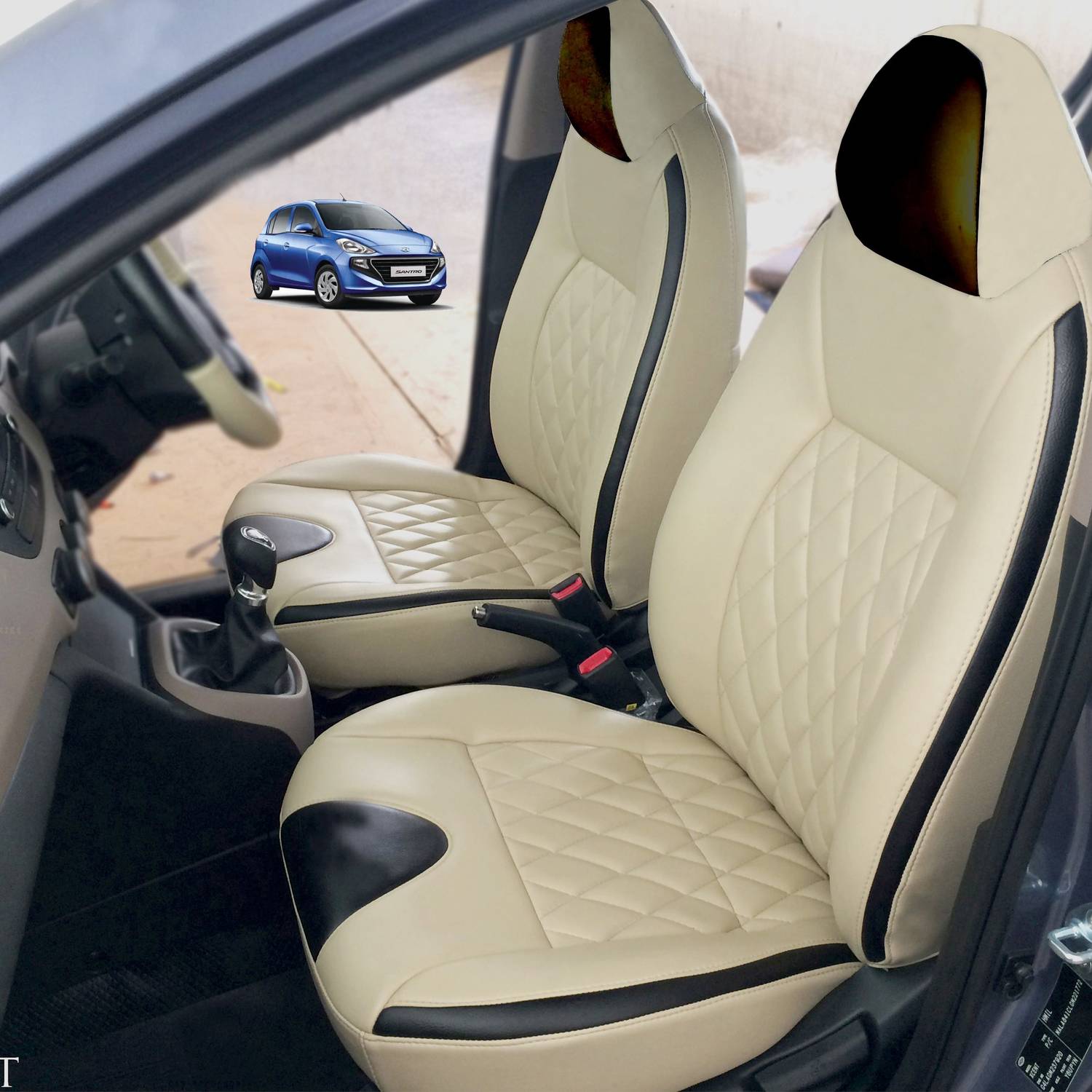 AutoSafe Leather Car Seat Cover For Hyundai Santro