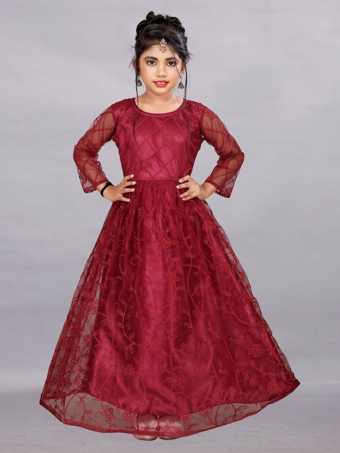 Apnisha Girls Maxi/Full Length Festive/Wedding Dress