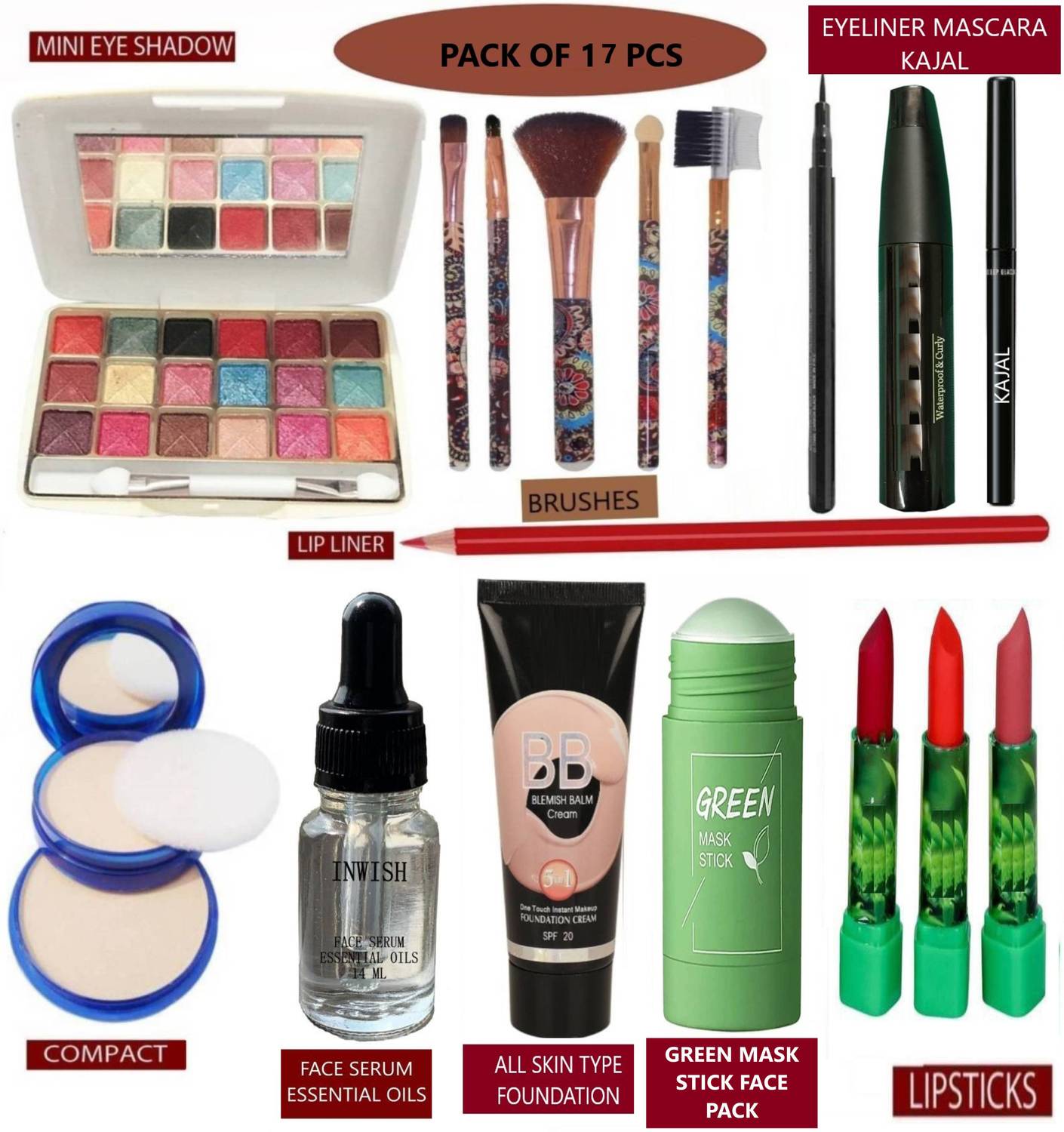 INWISH COMPLETE MAKEUP KIT COMBO SET MAKEUP SET OF 17 WITH