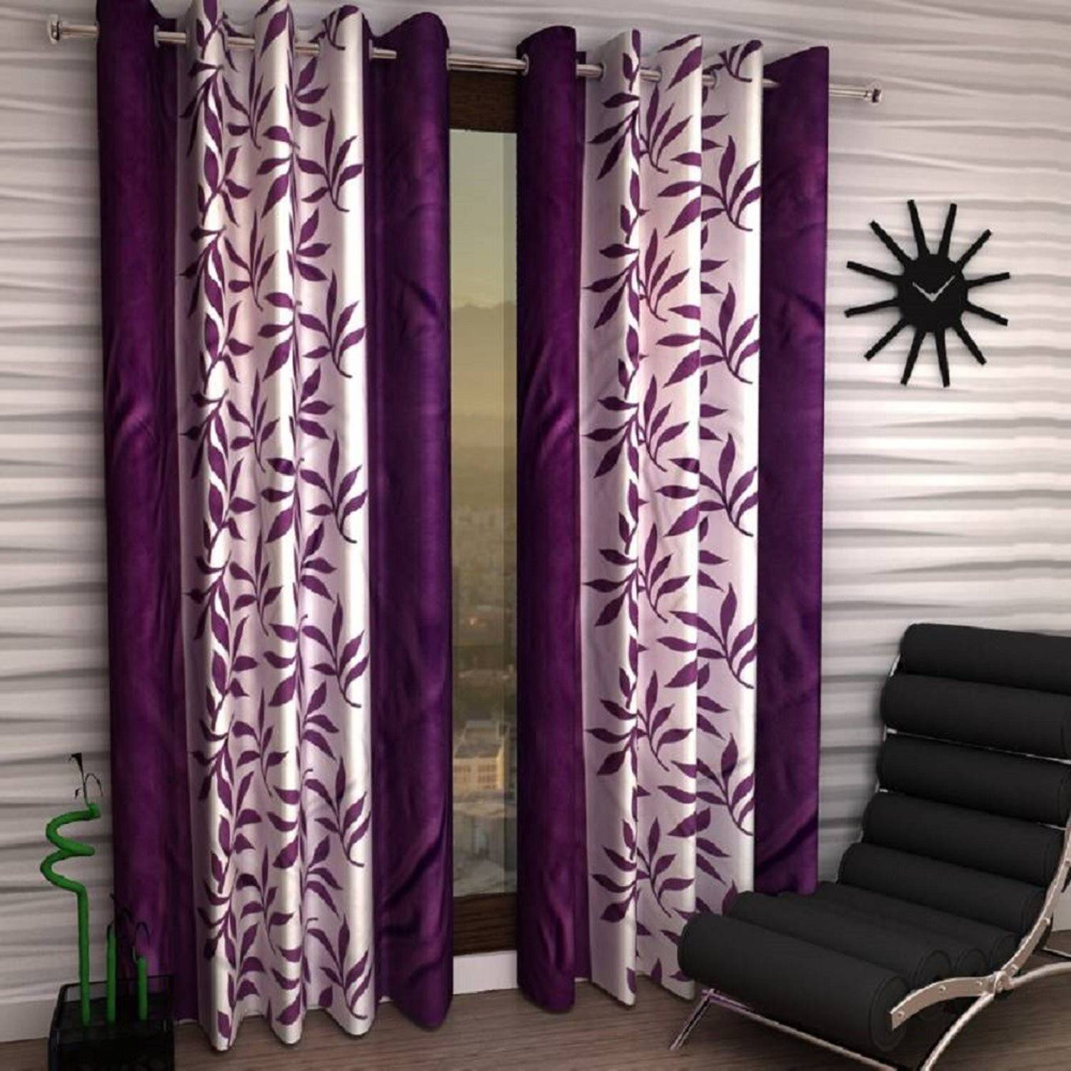 BeautifulGhar Creations 152 cm (5 ft) Window Polyester Semi Transparent Curtain (Pack Of 2)