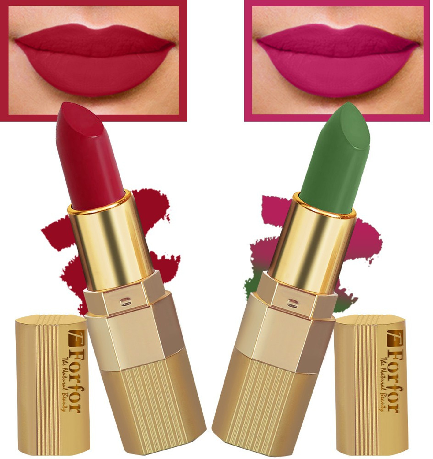 Image of FORFOR Xpression Matte Lipstick Highly Pigmented, Creamy Texture, Long Lasting Matte Finish - Combo of 2 (5-8 hrs stay)