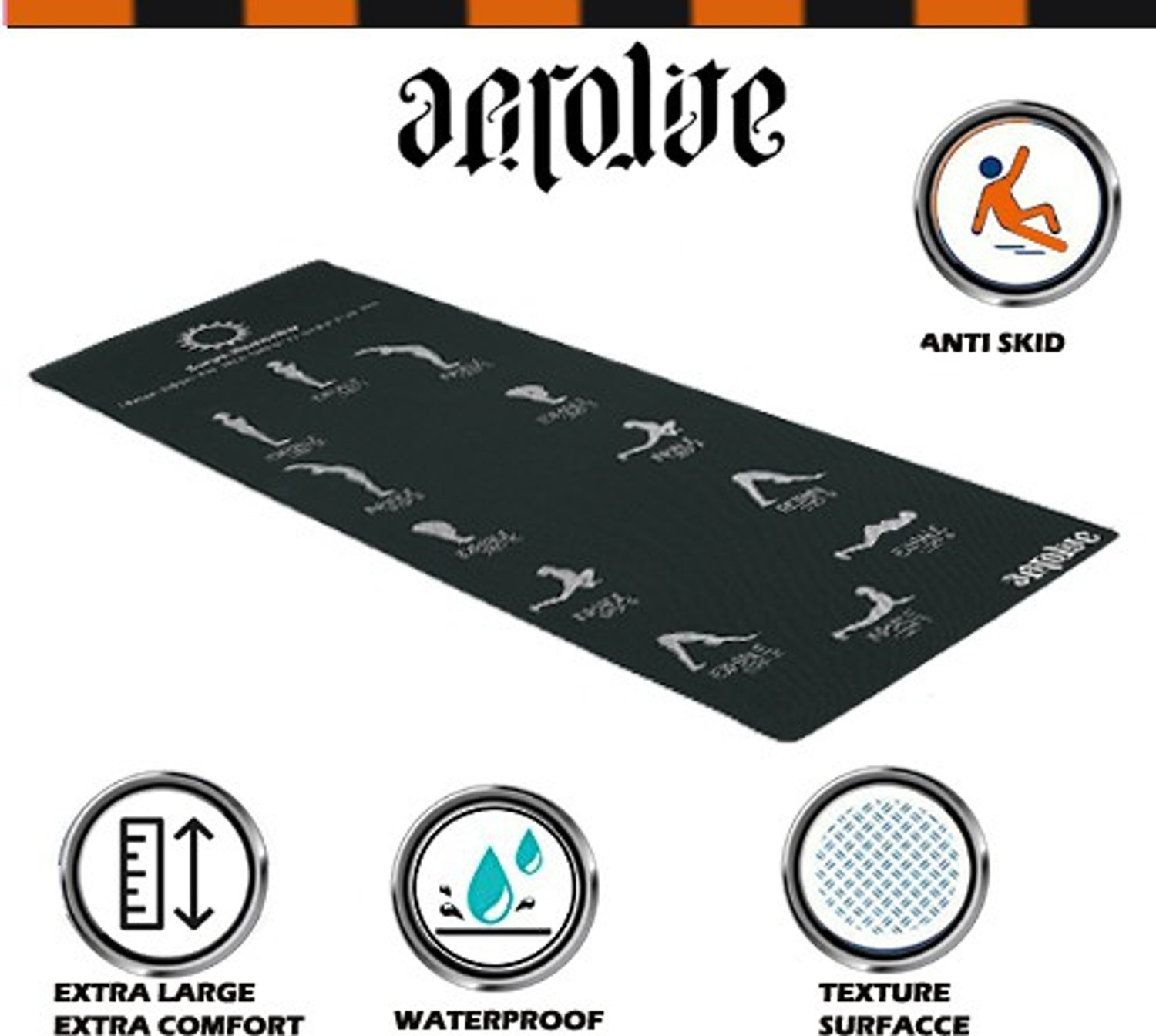 Image of Aerolite Sun Salutation 24 X 72 10 mm Yoga Mat