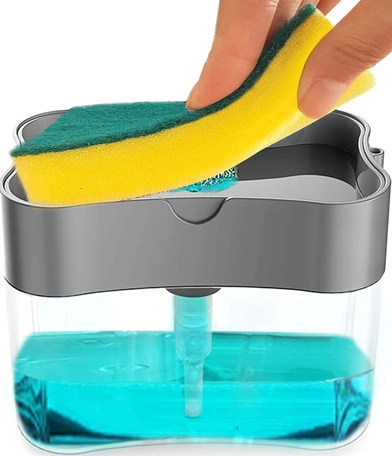 Image of Dee bee 2 in 1 Soap Pump Plastic Dispenser for Dishwasher Liquid; Holder 380 ml Liquid, Bottom Loading Water Dispenser
