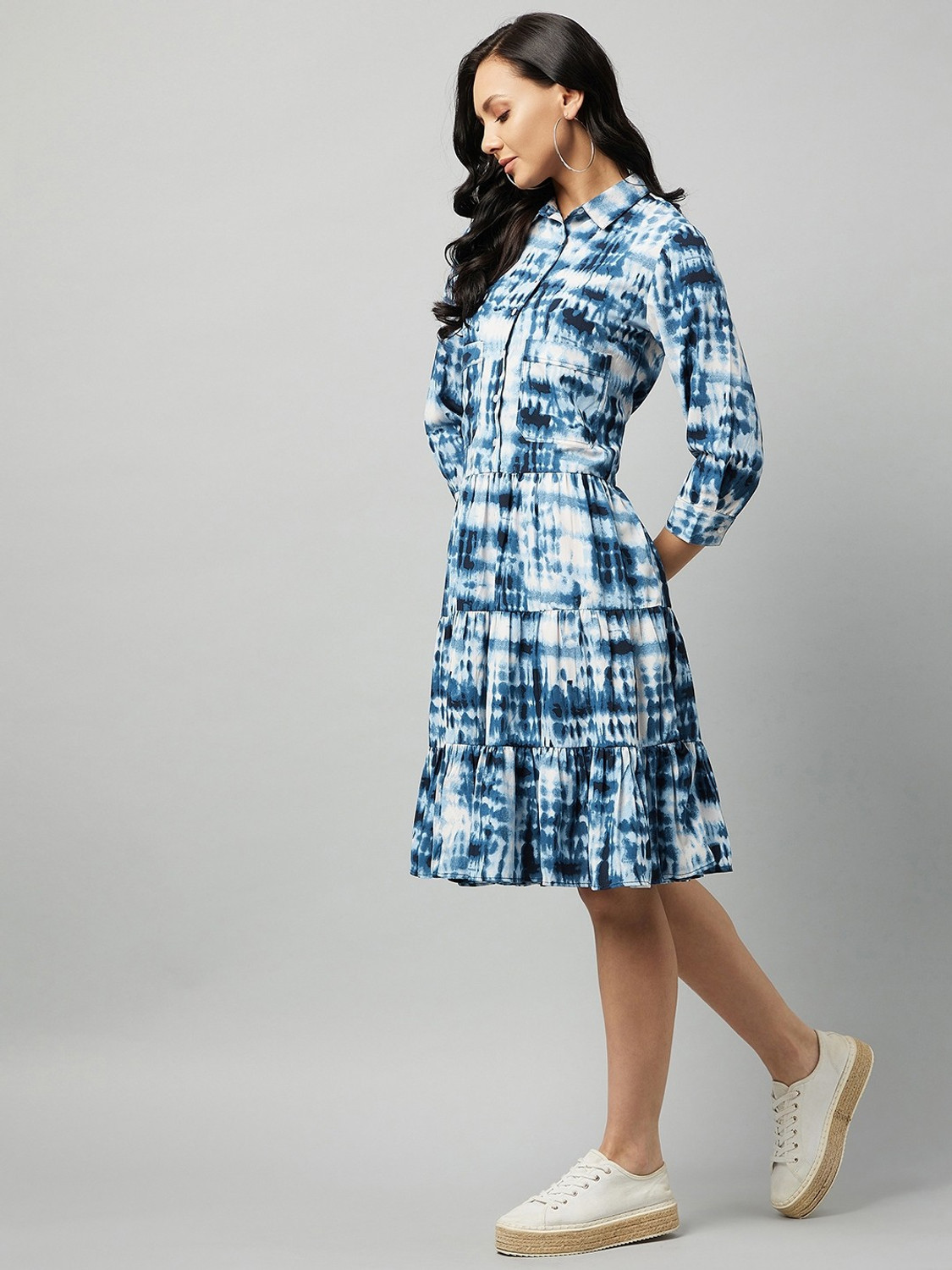 Image of RARE Women Fit and Flare Multicolor Knee Length Dress