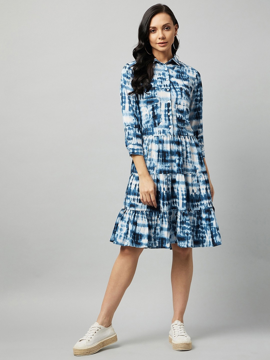 Image of RARE Women Fit and Flare Multicolor Knee Length Dress