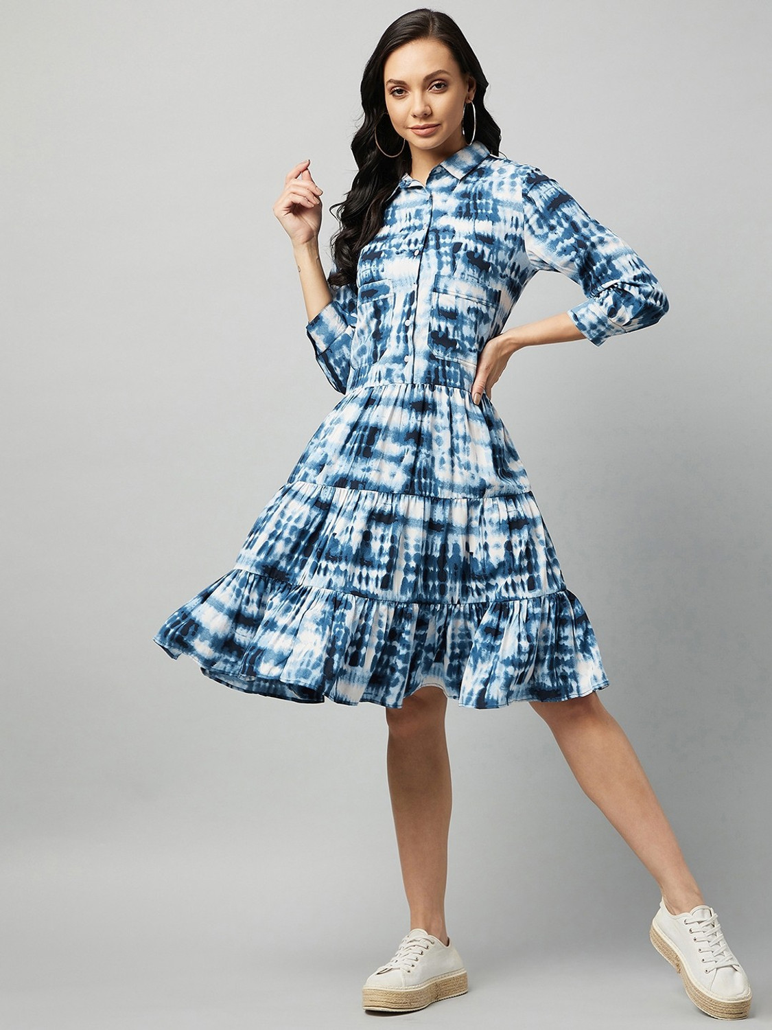 Image of RARE Women Fit and Flare Multicolor Knee Length Dress