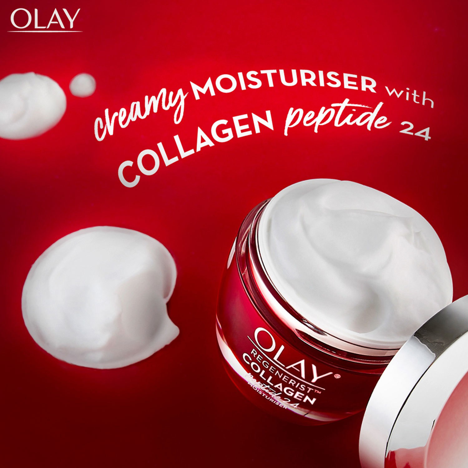 Image of OLAY Collagen Peptide 24 Face Cream with Collagen Peptide and Niacinamide improves skin resilienceand hydrates for plumping and bouncylooking skin Suitable for Normal, Dry, Oily & Combination skin (50 g)