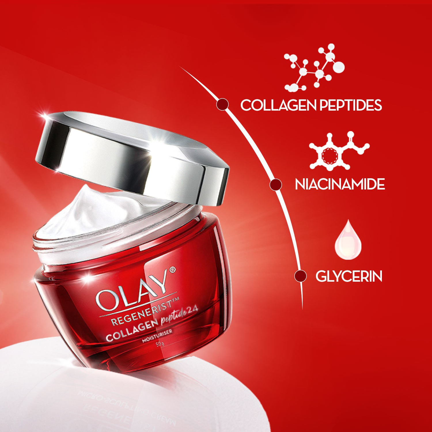 Image of OLAY Collagen Peptide 24 Face Cream with Collagen Peptide and Niacinamide improves skin resilienceand hydrates for plumping and bouncylooking skin Suitable for Normal, Dry, Oily & Combination skin (50 g)
