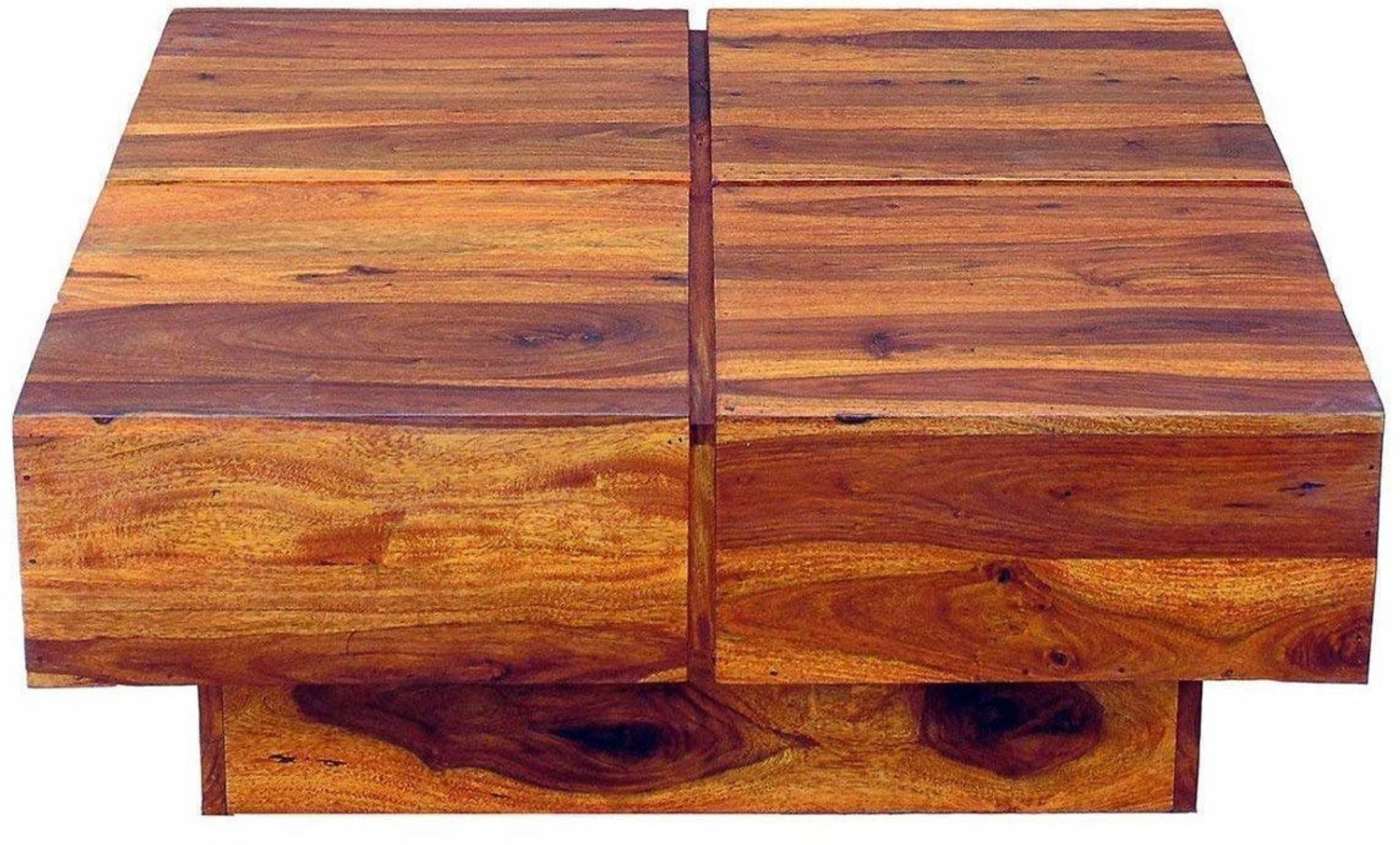Image of Divine Arts Solid Sheesham Wood Square Center Coffee Table for Living Room Solid Wood Coffee Table
