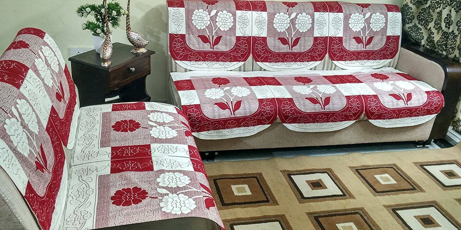 Bigger fish Cotton 3+1+1 Seater Sofa Floral Cover