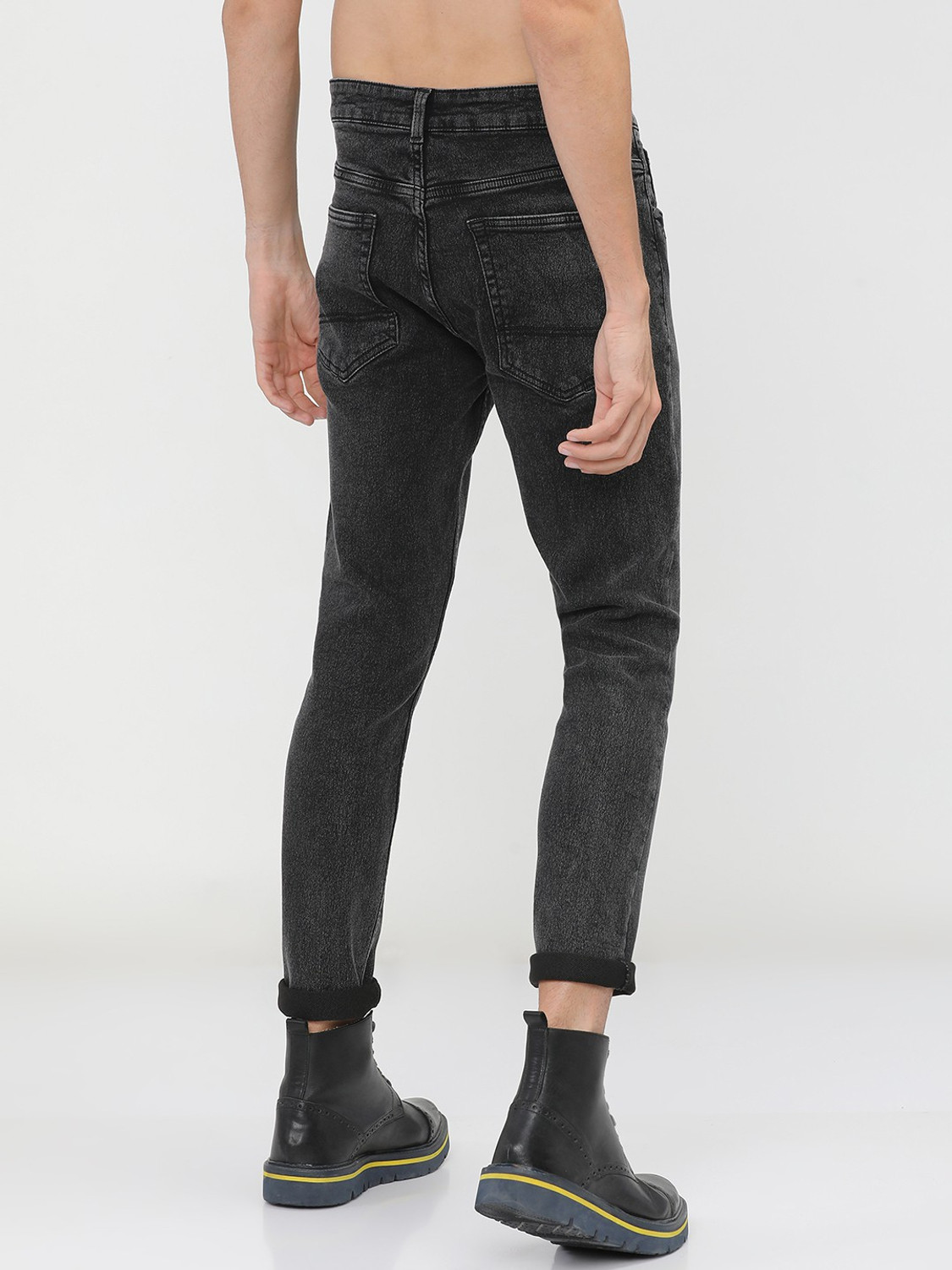 Image of HIGHLANDER Tapered Fit Men Black Jeans