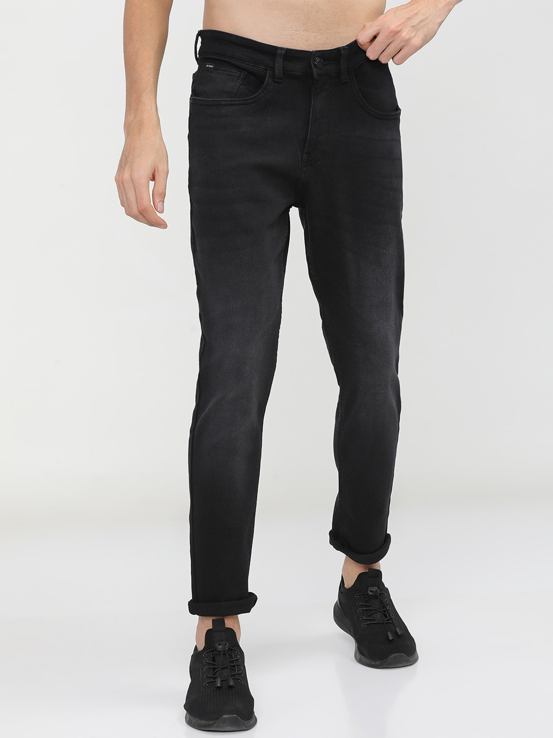 Image of HIGHLANDER Tapered Fit Men Black Jeans