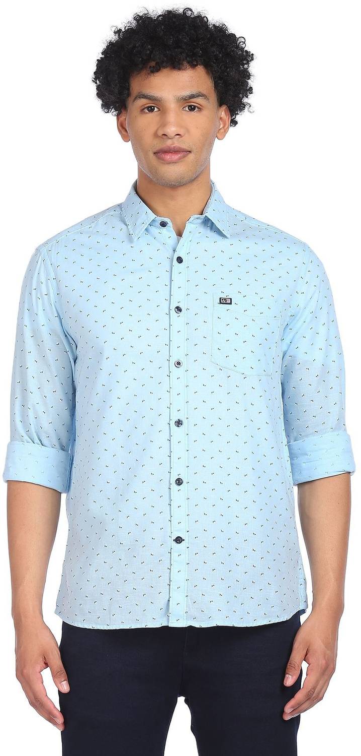 Arrow Sport Men Printed Casual Light Blue Shirt