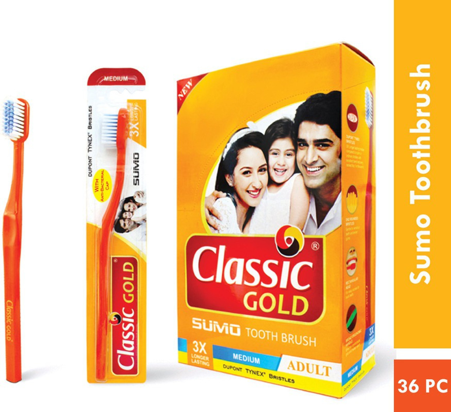 Image of CLASSIC GOLD SUMO Medium Toothbrush