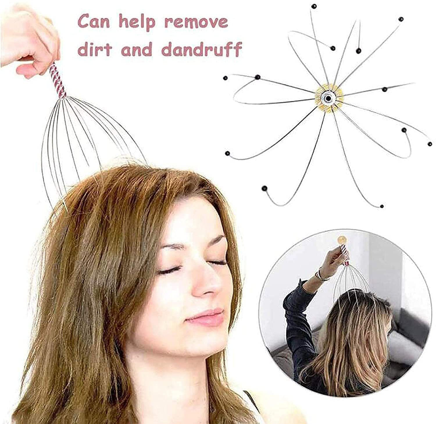 Image of Mullewa 5664 Manual Head Massage Hand Held Scalp Oil Massager Pain Relief And Hair Growth , Head Massager Neck Massage Octopus Scalp Stress Relax Spa Therapy Dealing (pack of 1) Massager