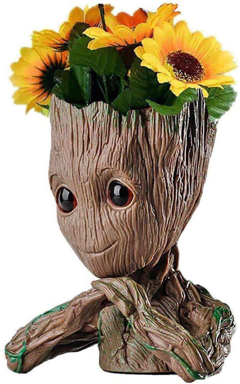 Amulakh Baby Groot Flower Pot Home Decoration Storage Box Cute Green Plants Pot(pack 1) Plastic Vase