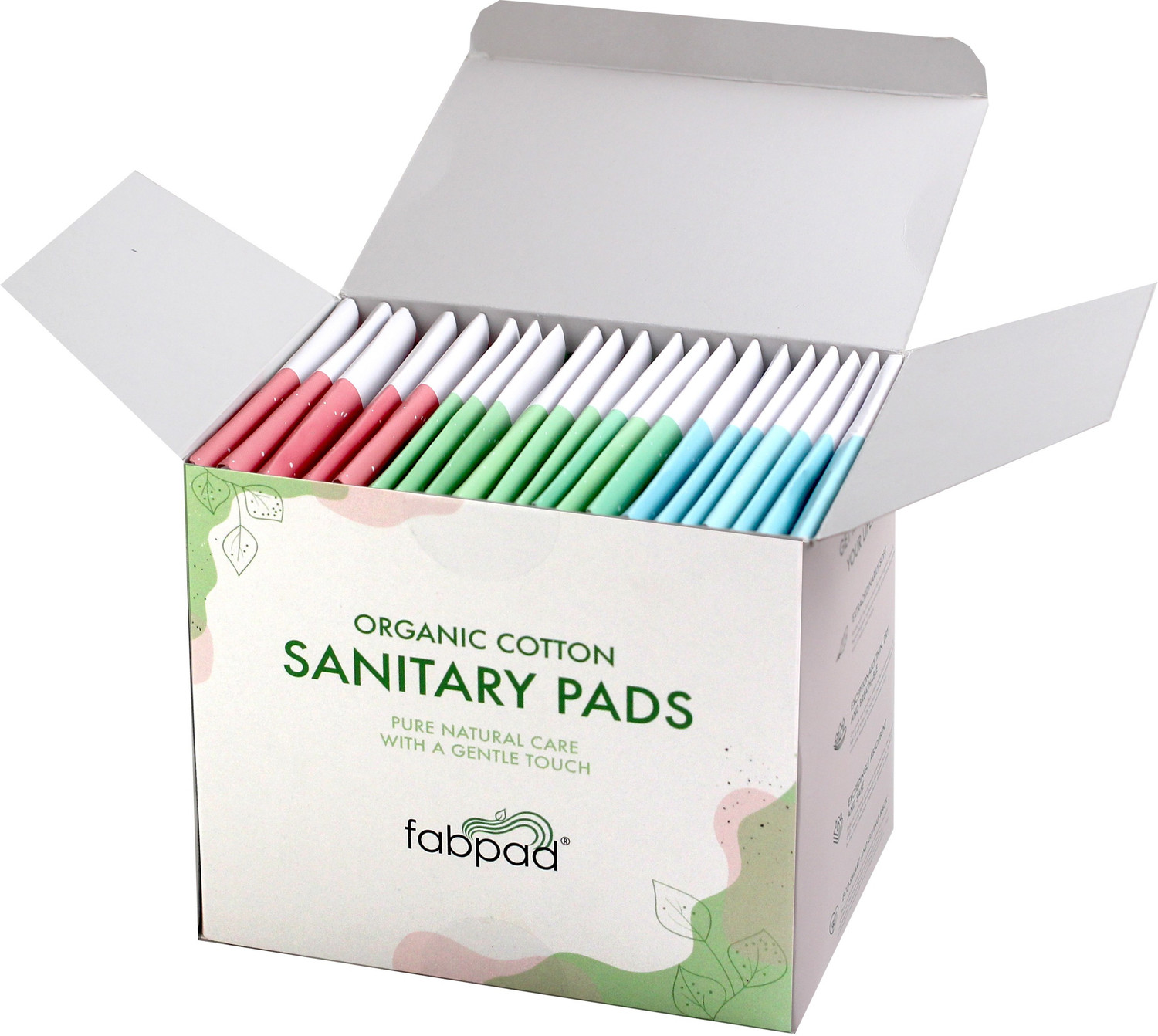 Image of FabPad Organic Cotton Ultra Thin Rash Free Biodegradable Eco-Friendly Sanitary Pads Period Napkins with Disposable Cover - (Assorted Size, Pack of 24) Sanitary Pad