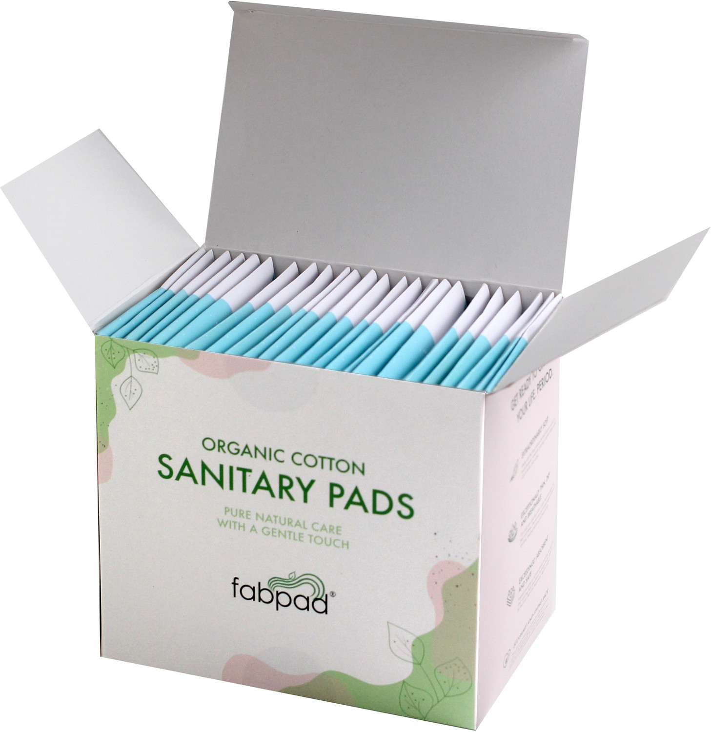 Image of FabPad Organic Cotton Ultra Thin Rash Free Biodegradable Eco-Friendly Sanitary Pads Period Napkins with Disposable Cover (Light Flow, Pack of 24) Sanitary Pad