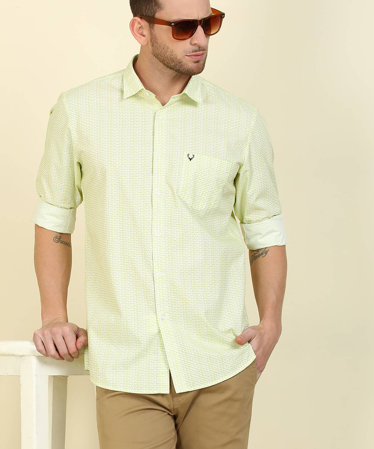 Allen Solly Men Printed Casual Green Shirt
