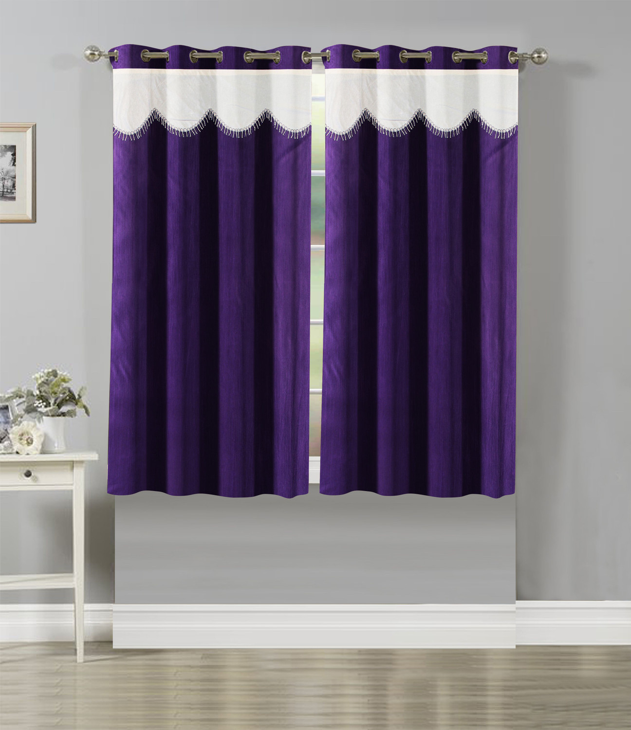 Image of EXCEL BAZAAR 152 cm (5 ft) Window Polyester Semi Transparent Curtain (Pack Of 2)