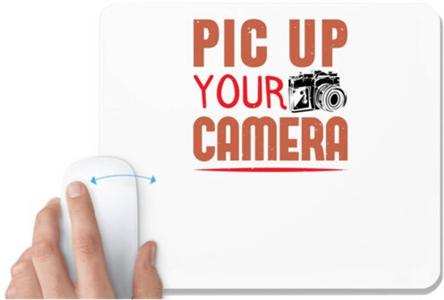 UDNAG White Mousepad 'Cameraman | PIC UP YOUR CAMERA' for Computer / PC / Laptop [230 x 200 x 5mm] Non Slip Base Mousepad