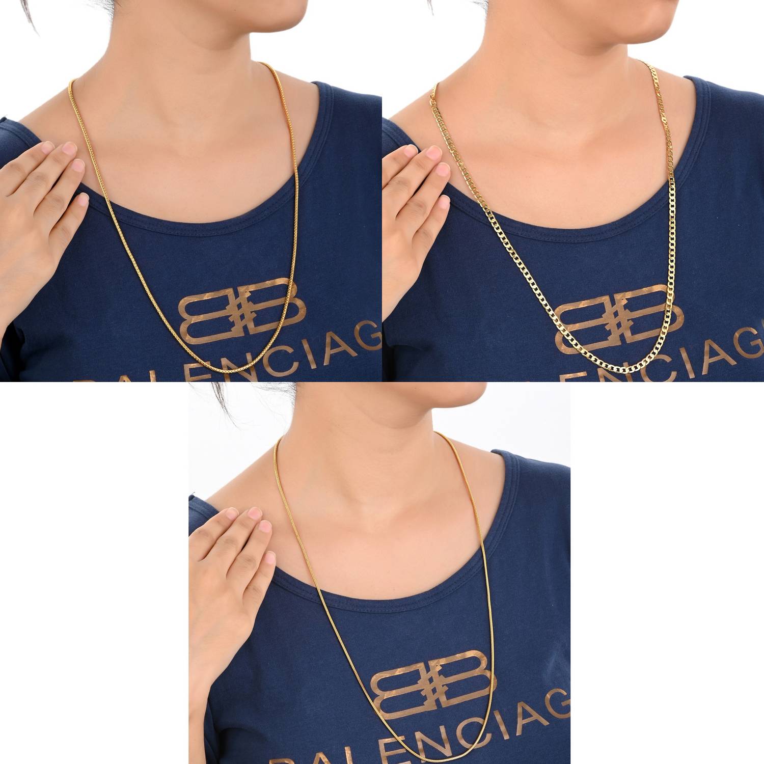 AanyaCentric 28inches Long Trendy Fancy Latest Design Neck Chain Combo Pack for Men Women Gold-plated Plated Brass Chain