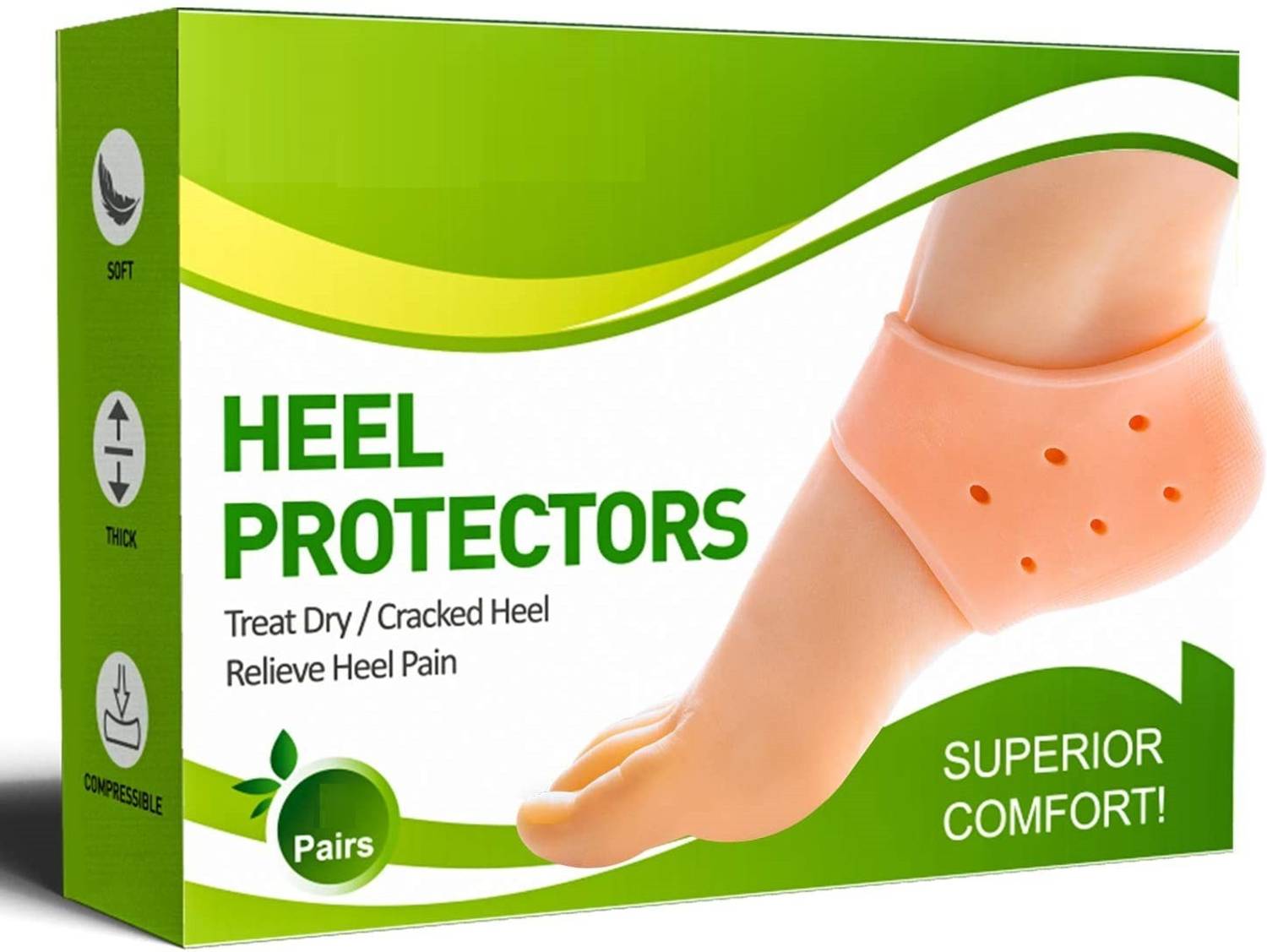 ActrovaX IXI®-135-SW-Silicone Gel Heel Pad Socks for Pain Relief Heel Support