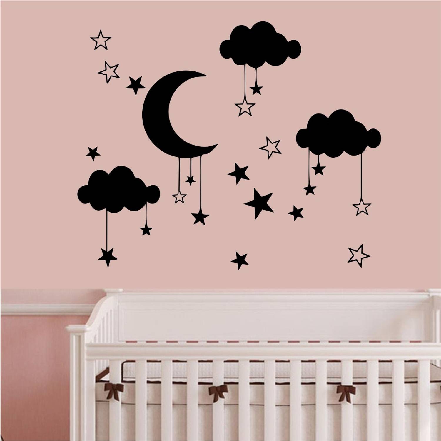 LUNA シール Decoration Designs 23 cm Moon And Star Night Vinyl Wall Sticker