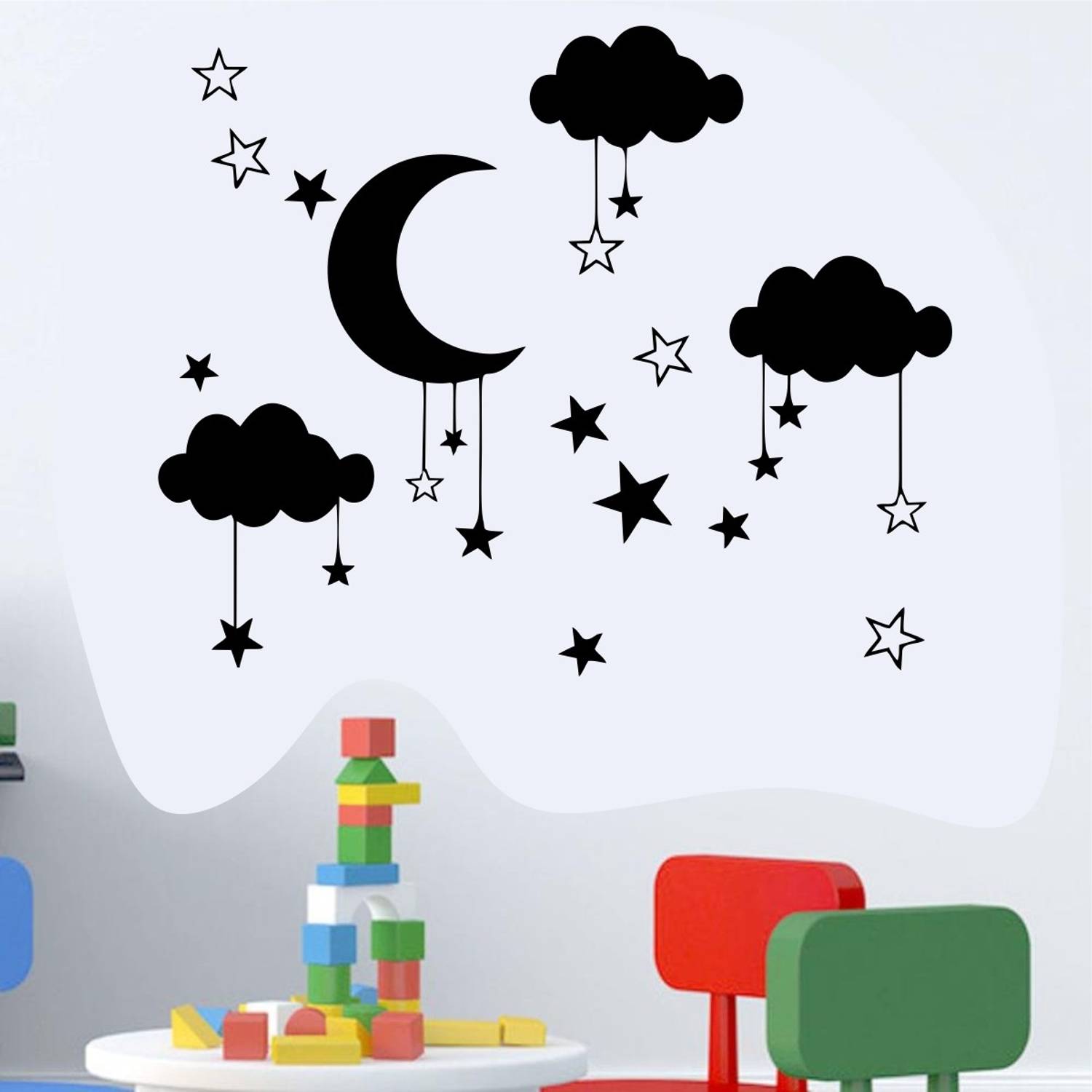 Decoration Designs 23 cm Moon And Star Night Vinyl Wall Sticker