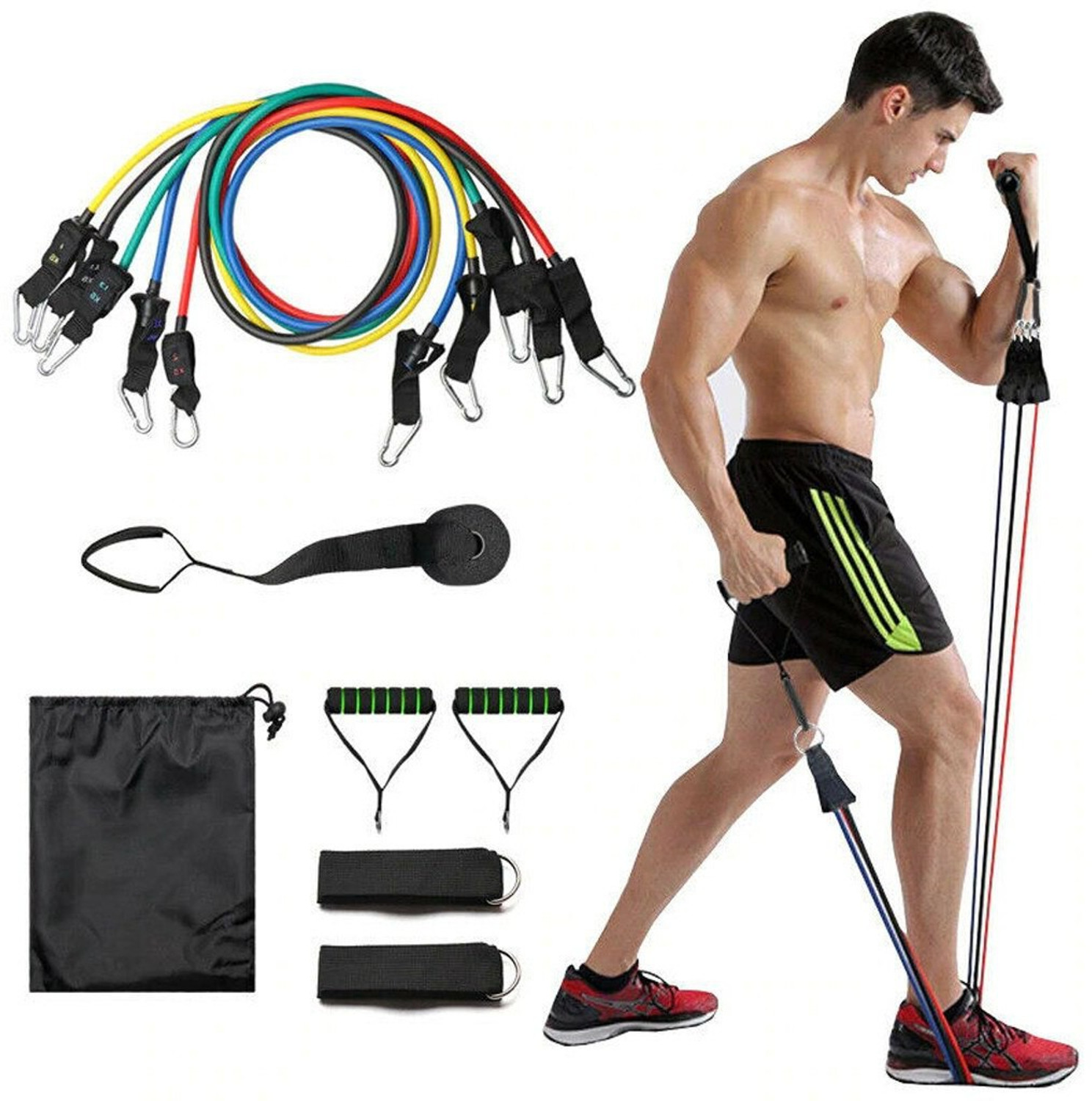 Image of standcart Resistance Bands Set Tubes for Fitness Home Gym Workout Resistance Tube 11 Resistance Band