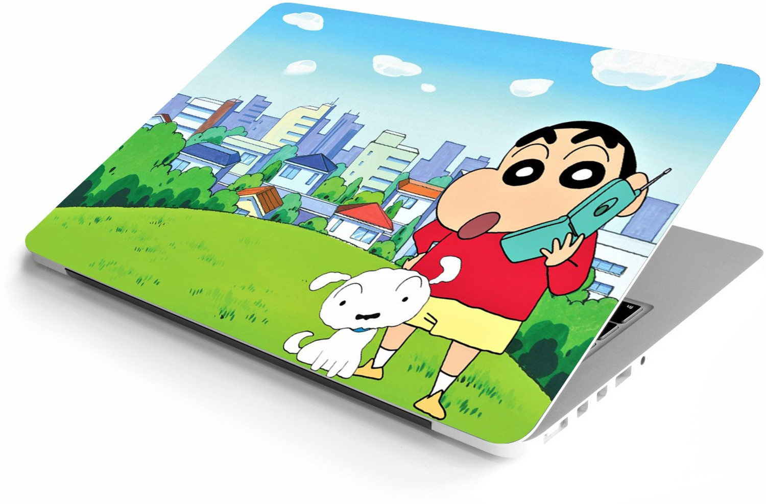 Image of NoWorries Shinchan laptop skin sticker, HD-Print & High-quality laptop decal that fits on all laptops VINYL Reusable Laptop Skin Compatible for 15.6 inch