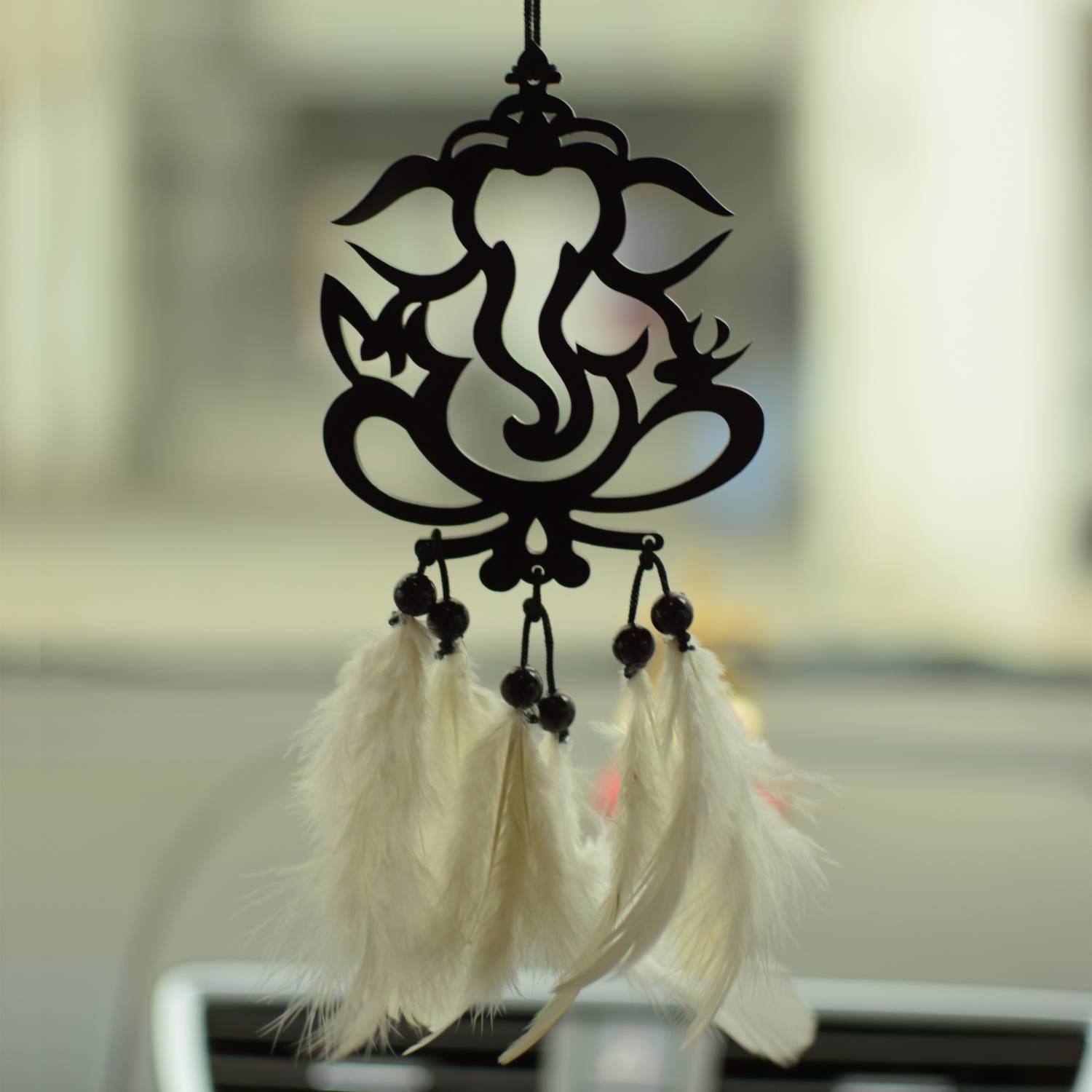 GOPINATH AUTOLINK Car Dream Catcher Ganpati Majha bappa Positive vibes Wall hanging Maza Bappa Decorative Showpiece - 25 cm