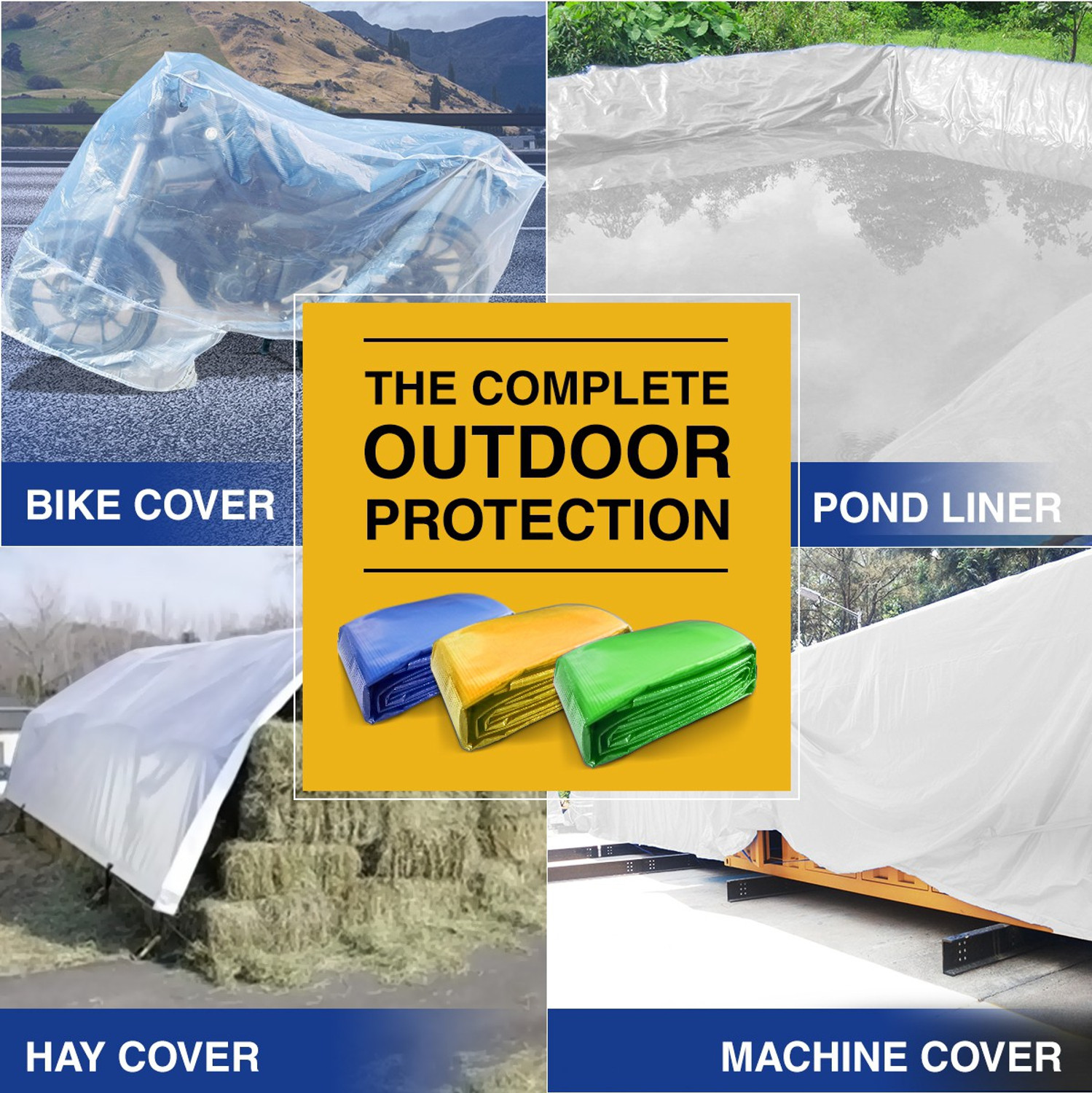 Image of TUFFPAULIN 9FT X 6FT 70 GSM Silver Tarpaulin Tent - For Truck body, Car, Bike, Grain Covers, Pond Liners
