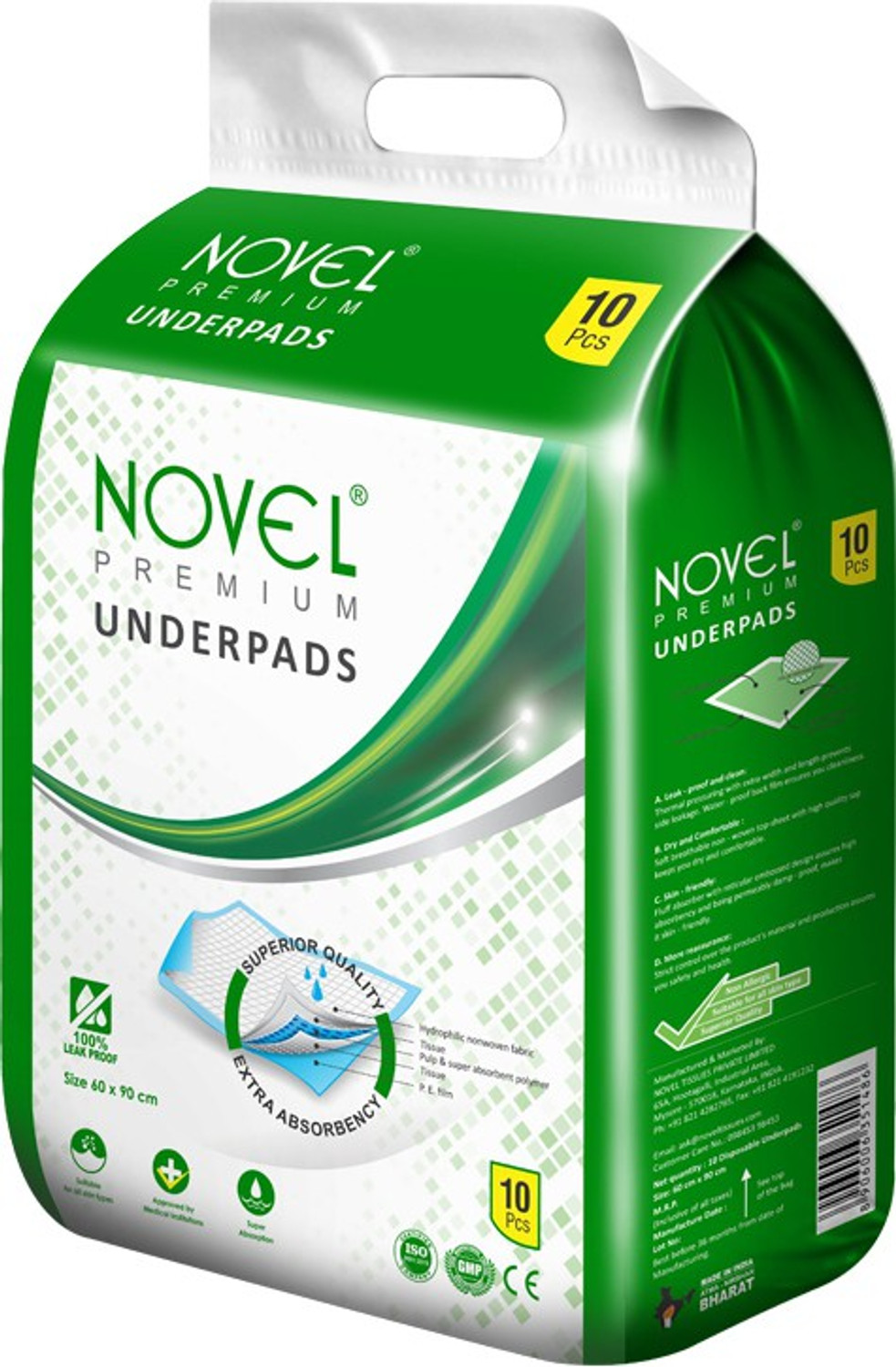 Image of NOVEL Absorbent Disposable Under Pads 10 inchs Sweat Pads (Pack of 4) Sweat Pads