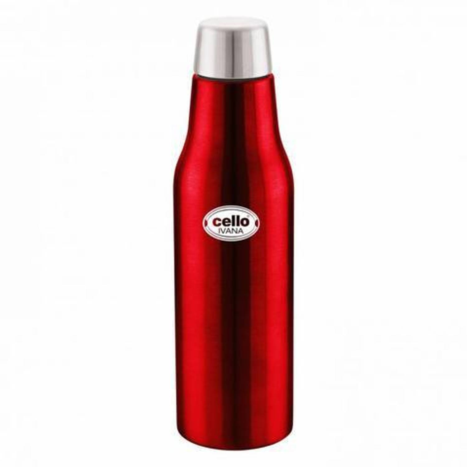 cello Ivana Stainless Steel Double Walled Bottle, Hot and Cold, 500ml, Red 500 ml Steel Flask
