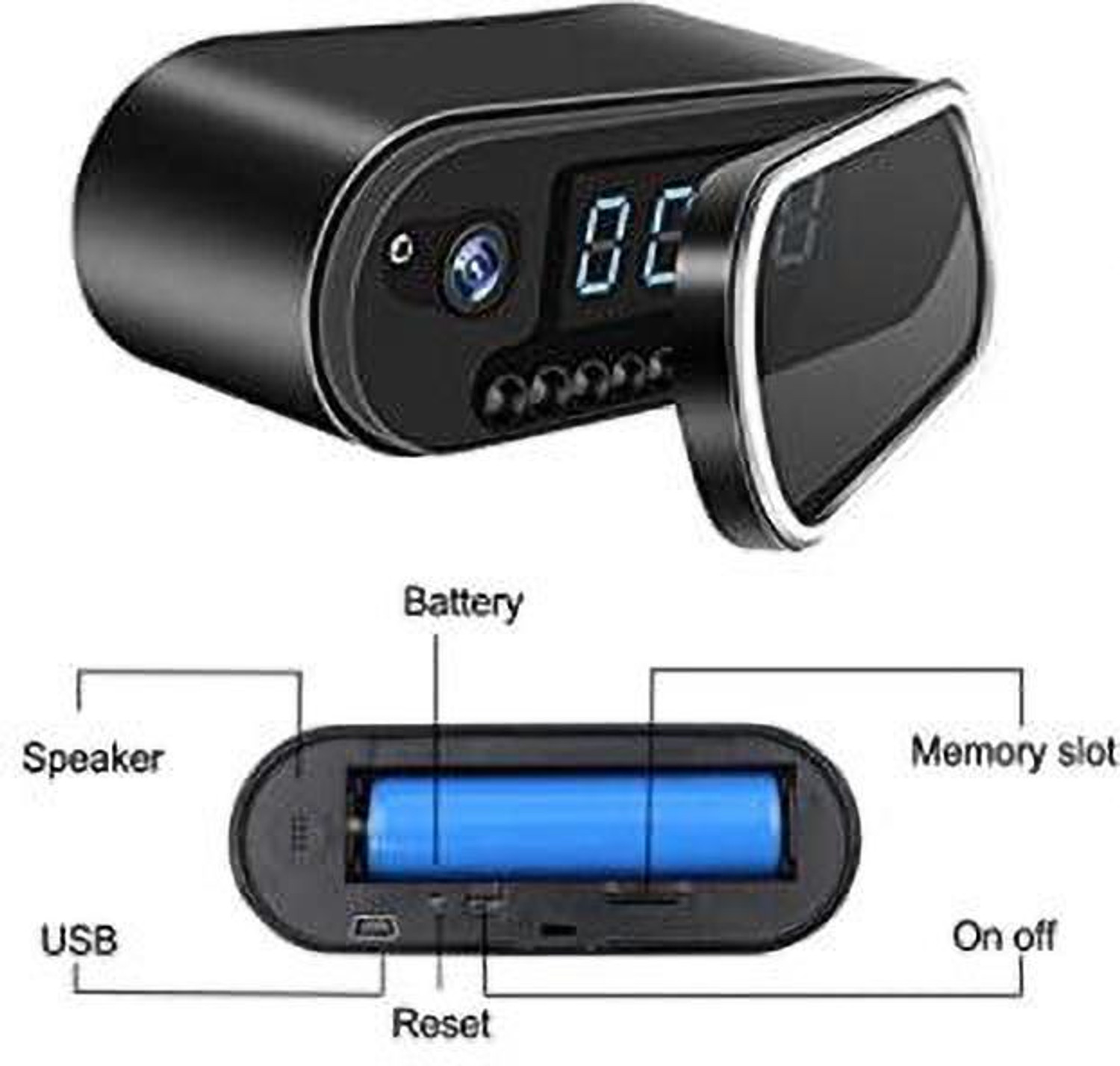 Image of FEERO Wireless WiFi Mini Camera Digital Table Clock Security Camera