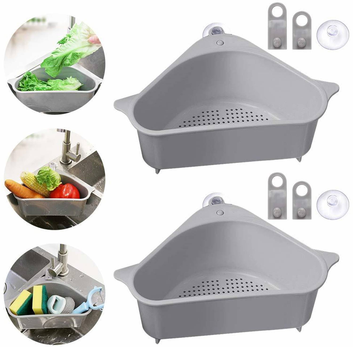 ActrovaX Water Dispenser Kitchen Rack Plastic Triangle Shape Sink Storage Rack