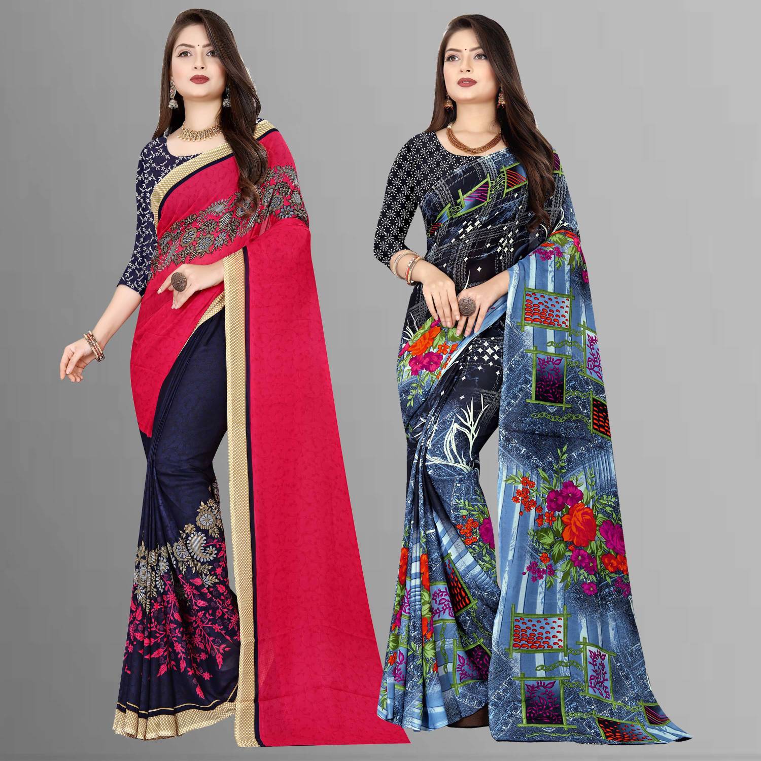 Anand Sarees Printed, Polka Print Bollywood Georgette Saree