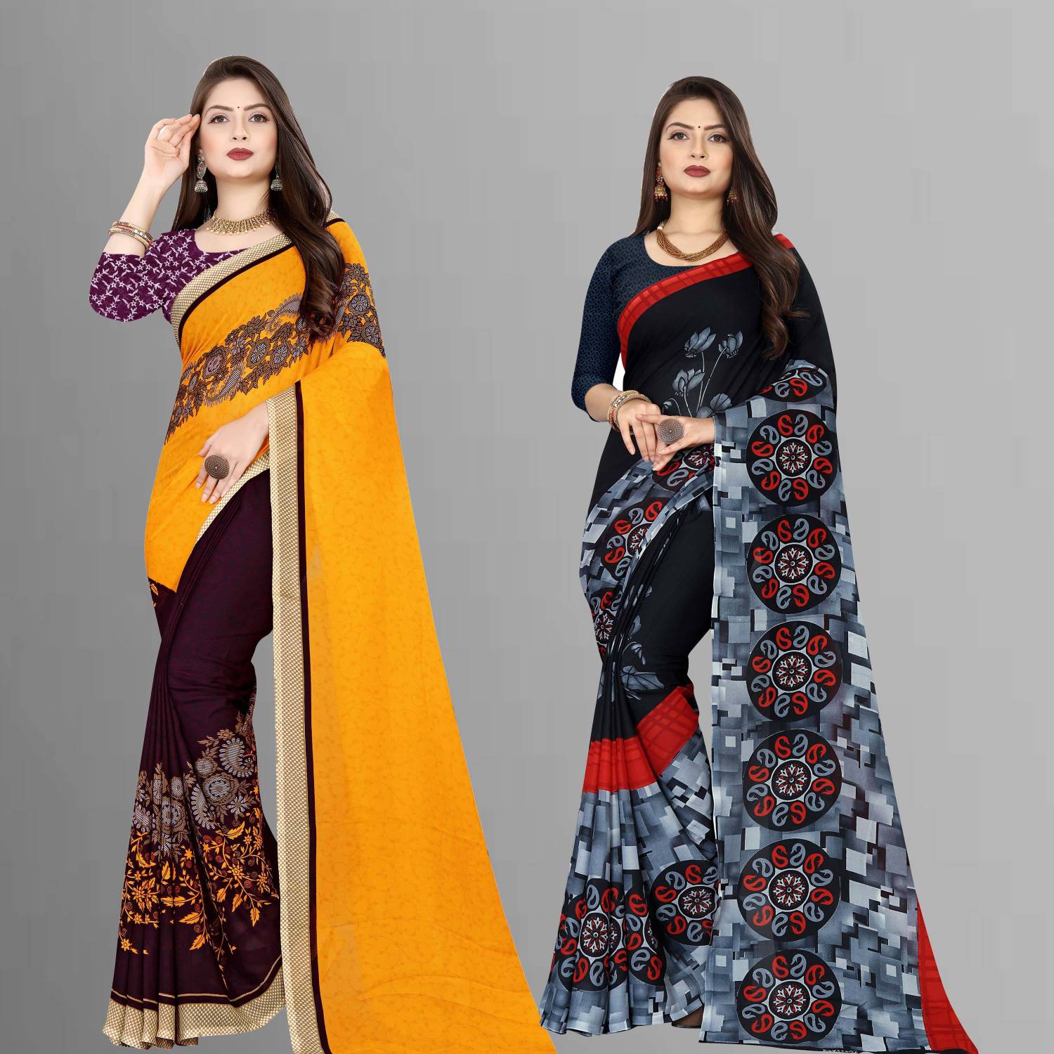 Anand Sarees Floral Print Bollywood Georgette Saree