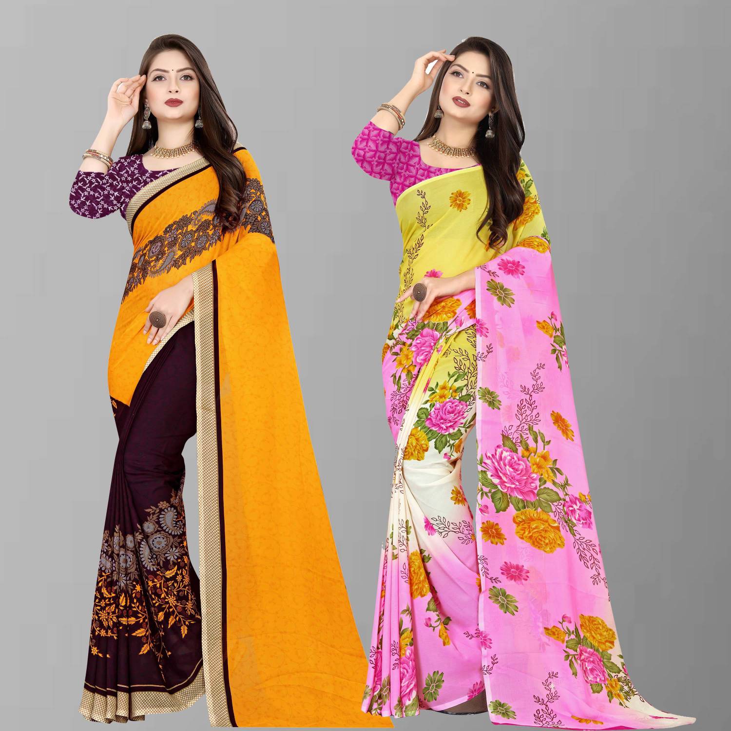 Anand Sarees Printed, Polka Print Bollywood Georgette Saree