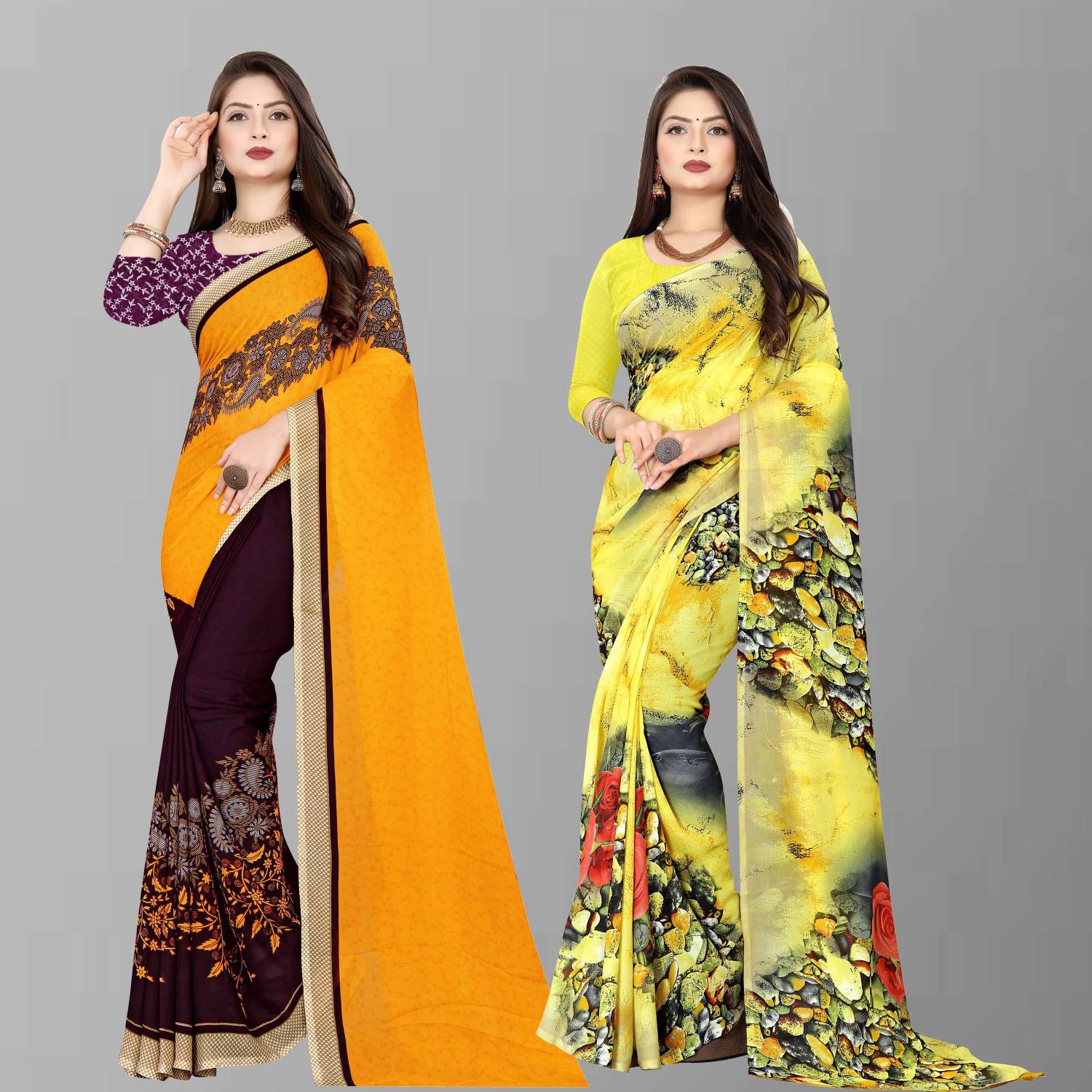 Anand Sarees Floral Print Bollywood Georgette Saree