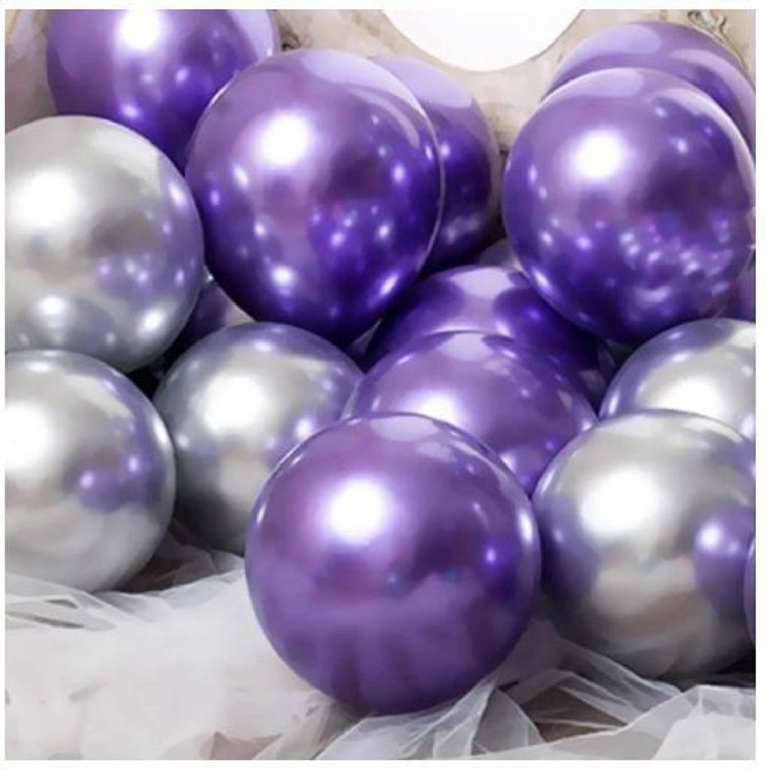 Blisskart Solid (Pack of 200) (Purple + Silver) Metallic Balloons for Birthday Decoration / Anniversary Party Decoration Balloon
